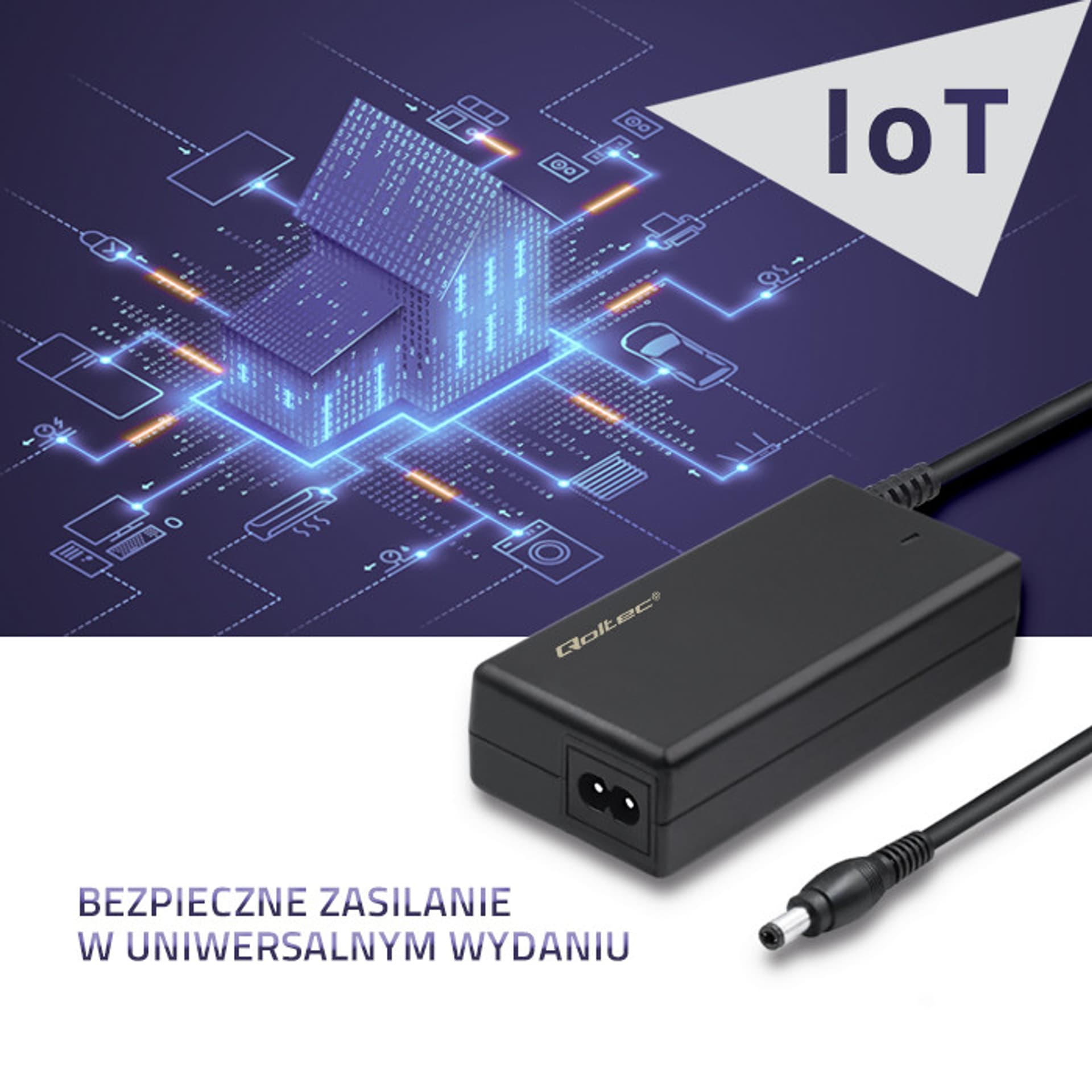 

Qoltec Zasilacz desktopowy 72W 12V 6A 5.5*2.1 +kabel zasilający