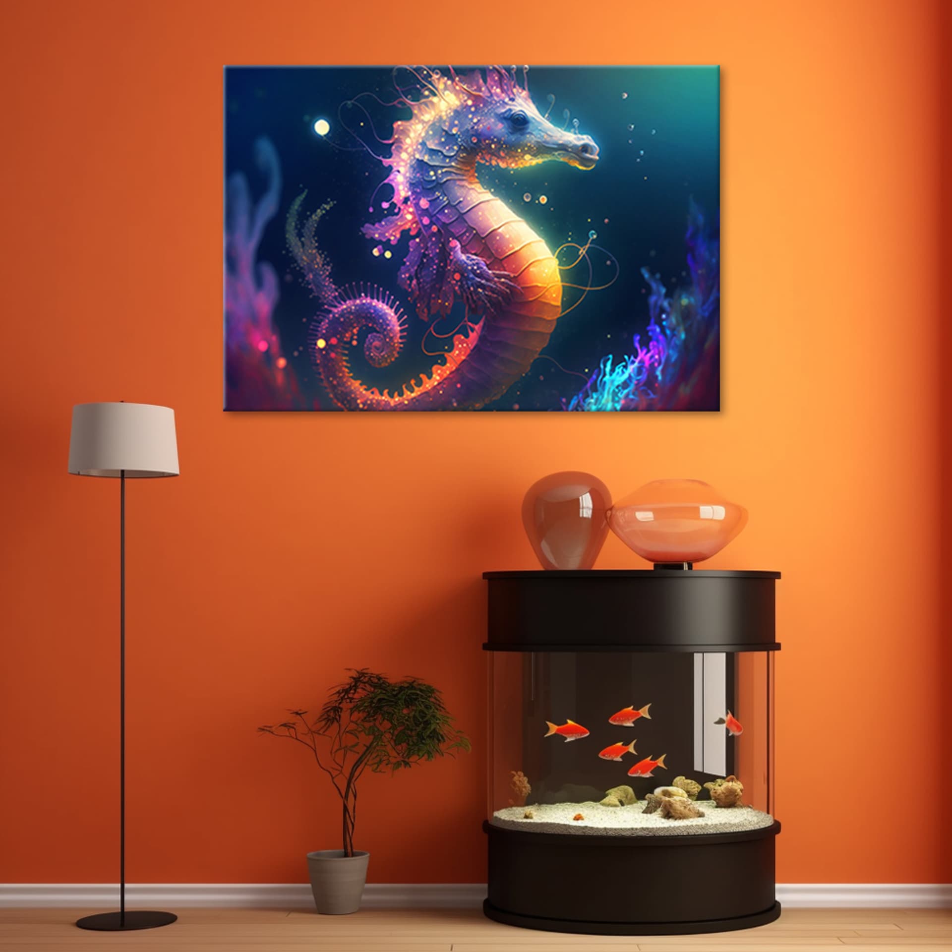 

Obraz deco panel, Neonowy konik morski (Rozmiar 60x40)