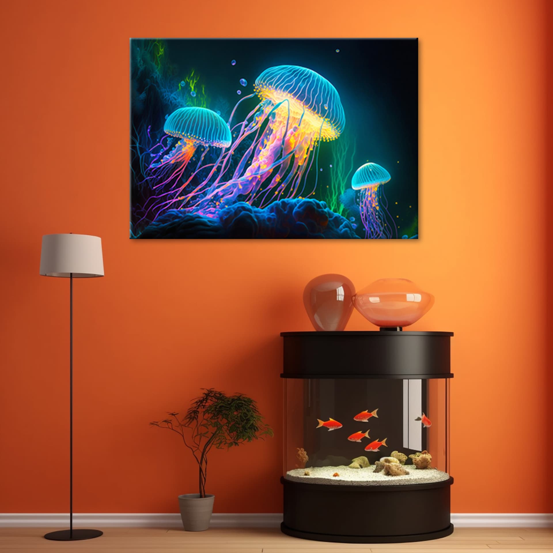 

Obraz deco panel, Neonowe meduzy pod wodą (Rozmiar 100x70)