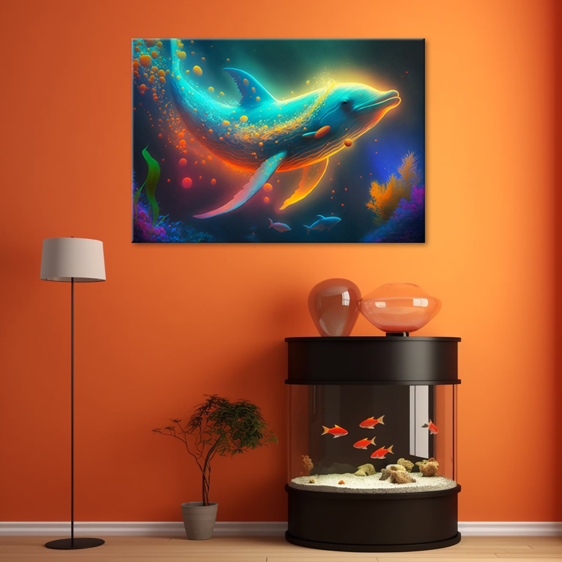 

Obraz deco panel, Wieloryb neon abstrakcja (Rozmiar 90x60)