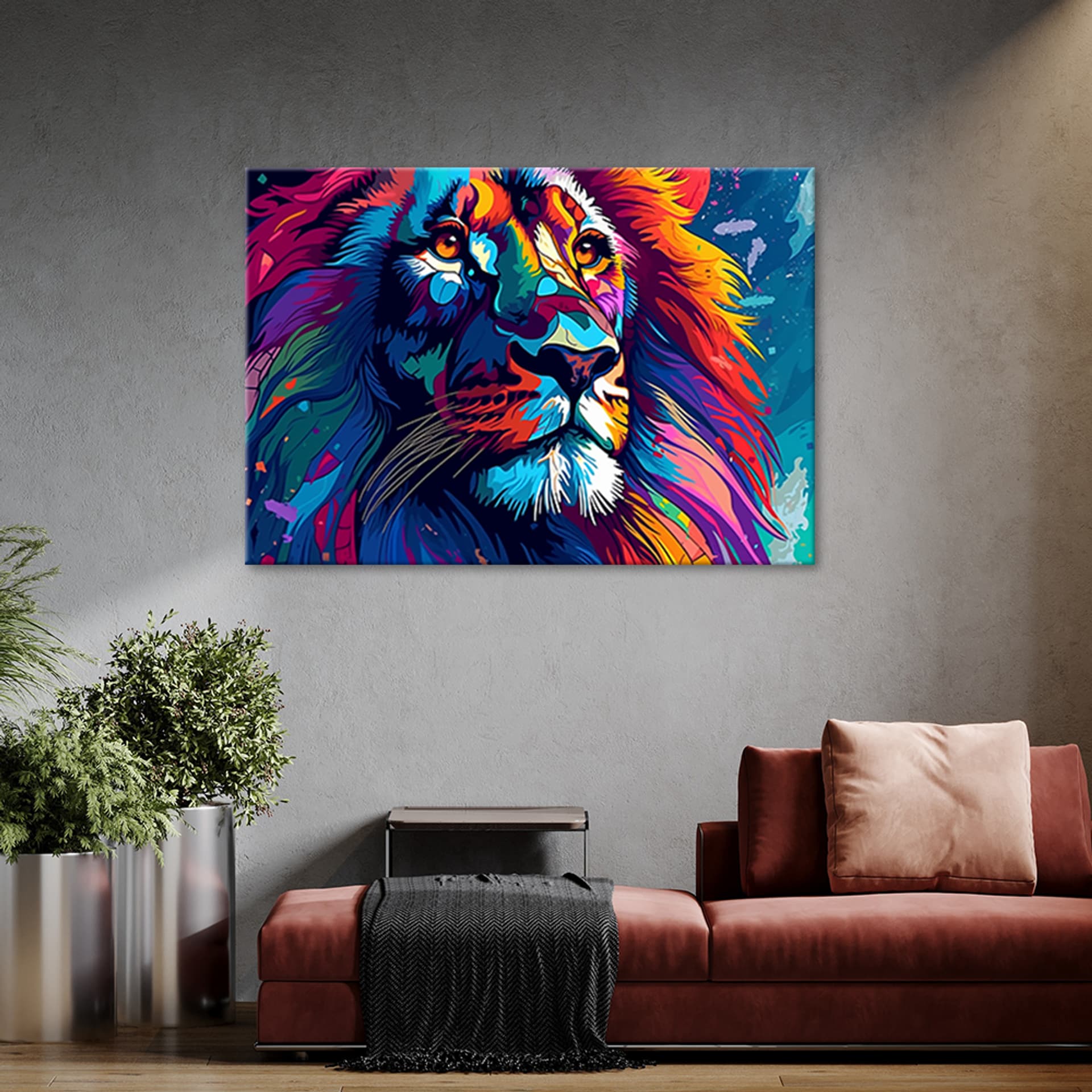 

Obraz deco panel, Kolorowy Neonowy Lew Abstrakcja (Rozmiar 90x60)