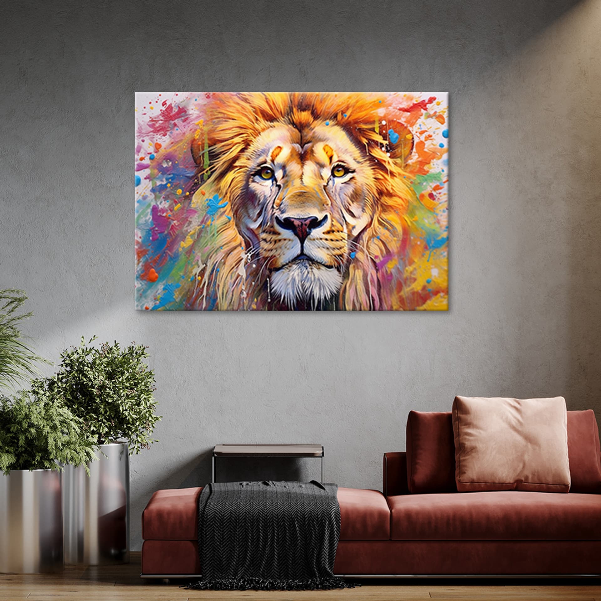 

Obraz deco panel, Lew Abstrakcja Akwarela AI (Rozmiar 60x40)