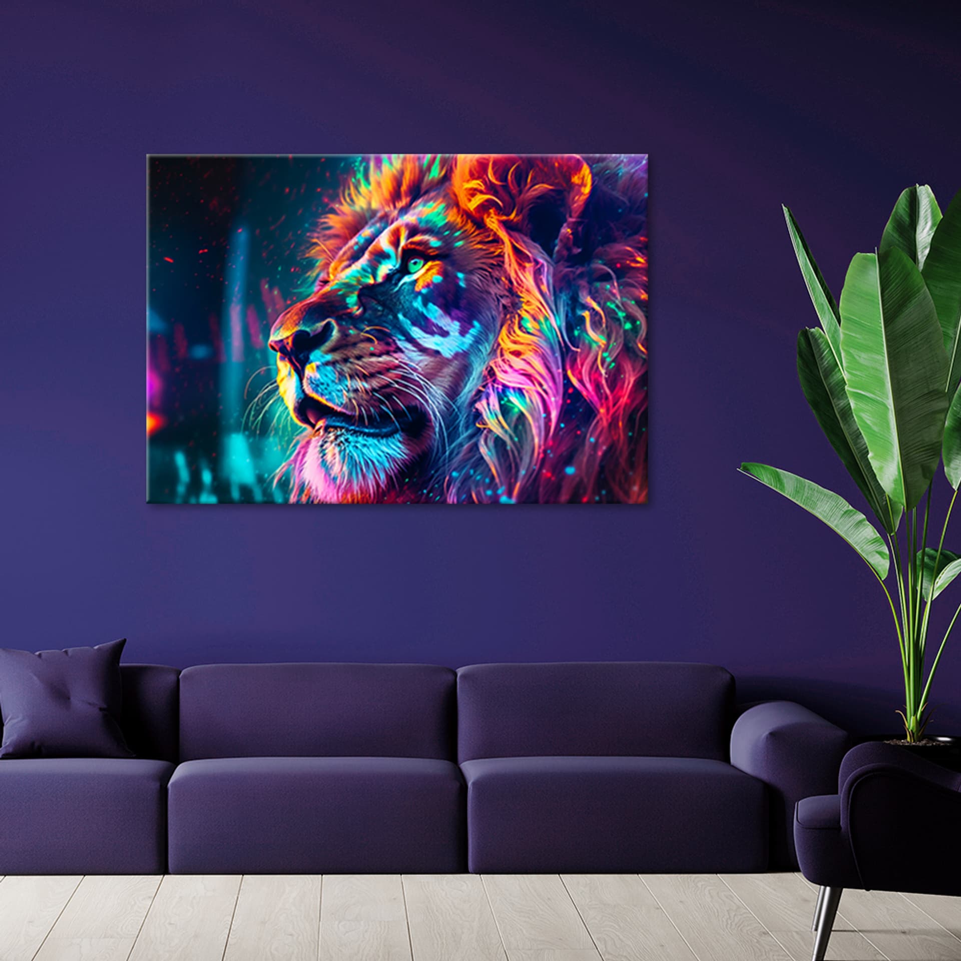 

Obraz deco panel, Neon Zwierzę Lew Ai (Rozmiar 90x60)