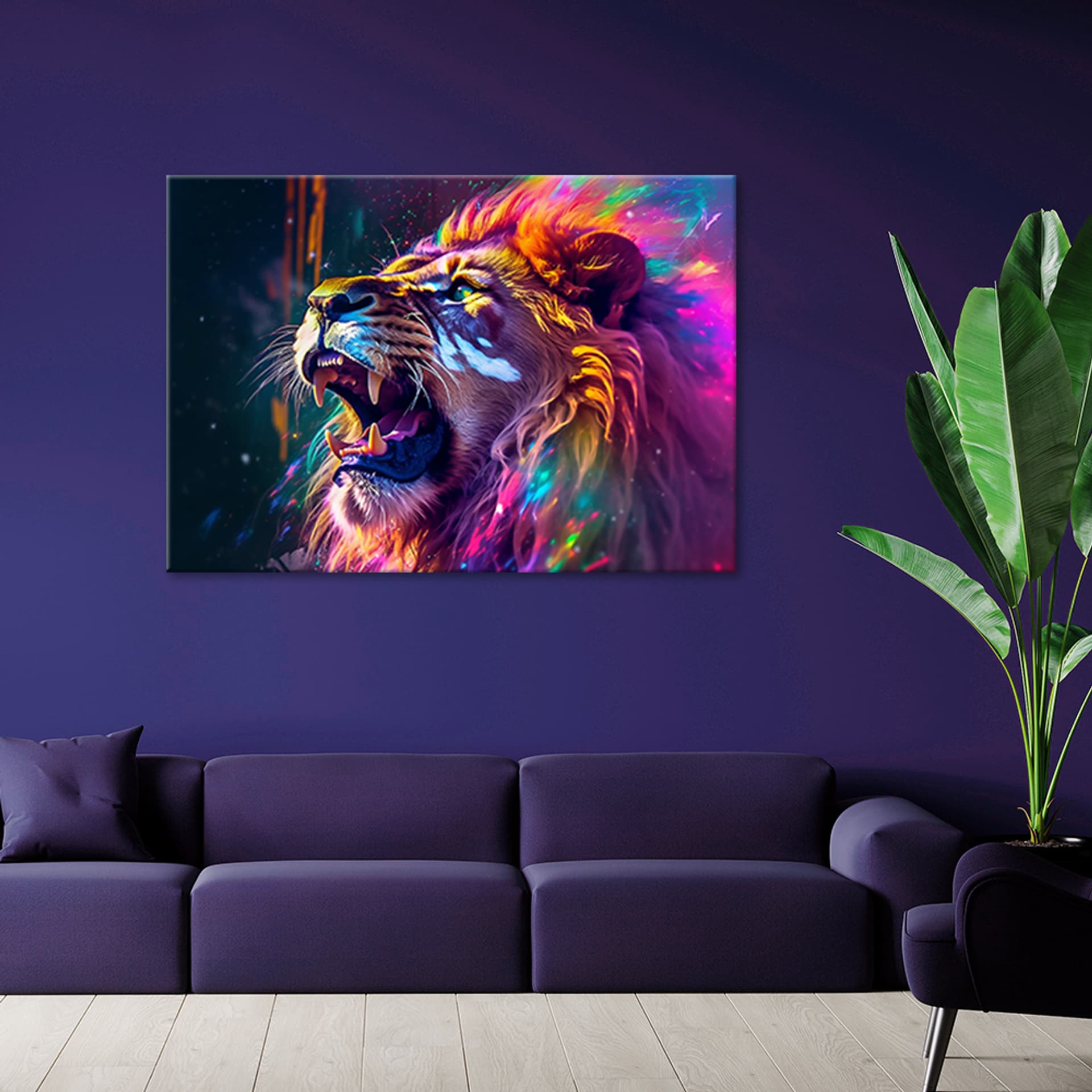 

Obraz deco panel, Ryk Lwa Neon Abstrakcja (Rozmiar 60x40)