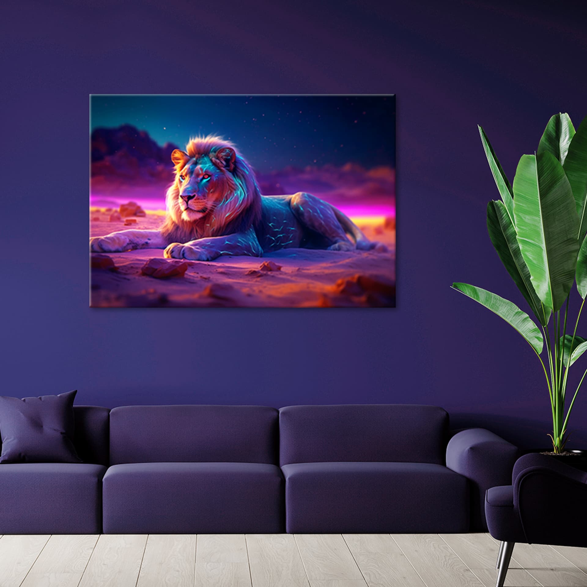 

Obraz deco panel, Lew Natura Zwierzę Neon (Rozmiar 120x80)
