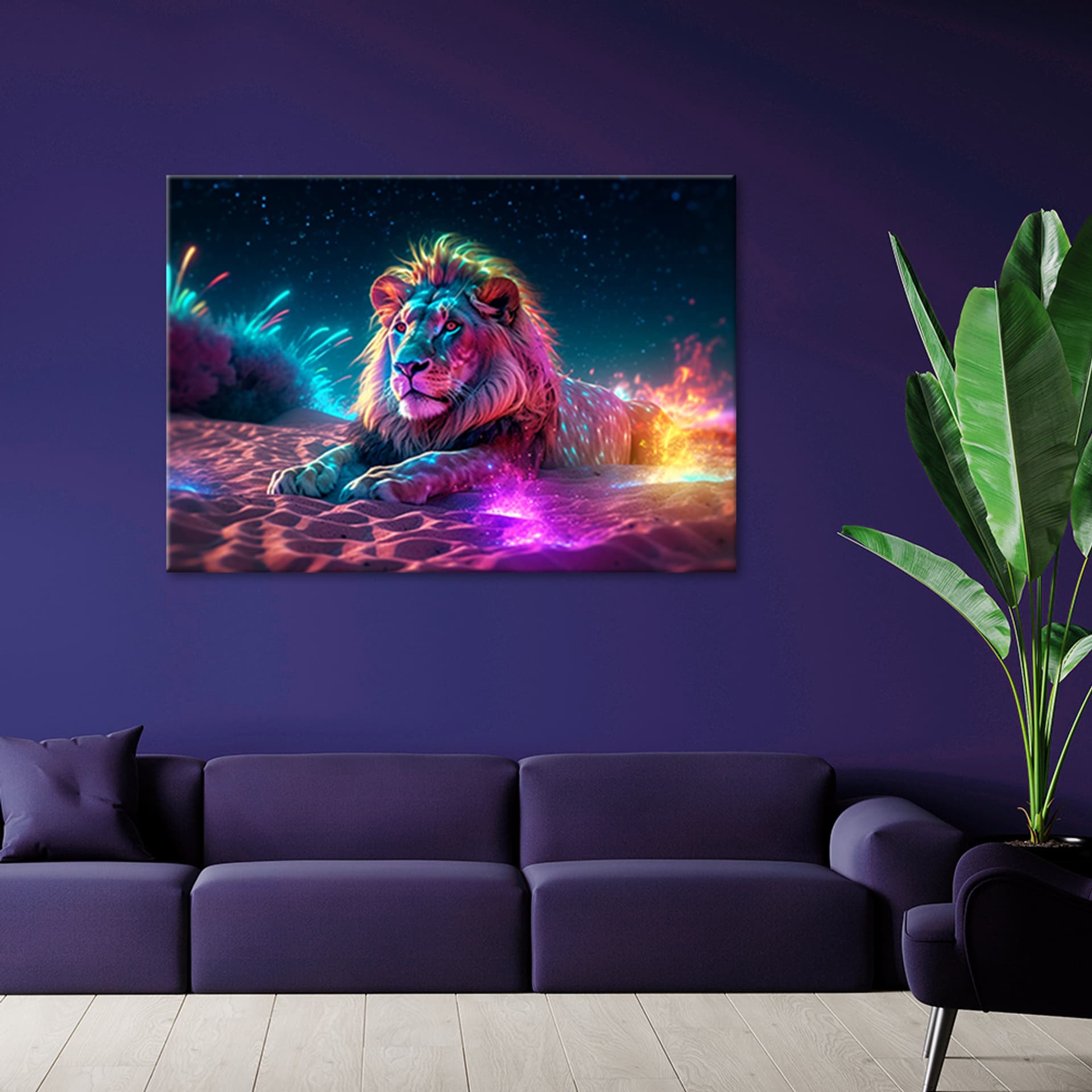 

Obraz na płótnie, Neon Lew Natura Abstrakcja (Rozmiar 90x60)