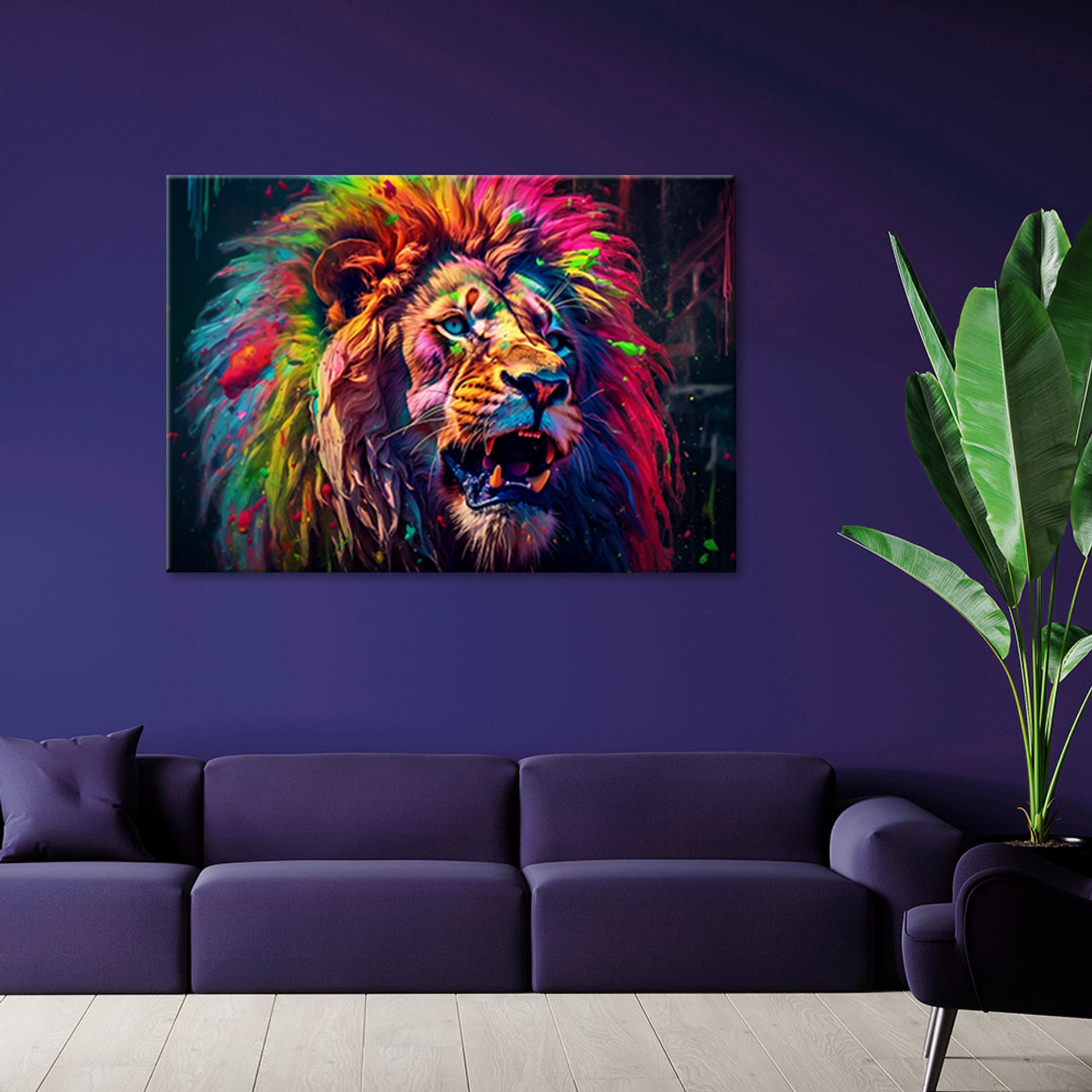 

Obraz deco panel, Neon Lew Kolorowy (Rozmiar 60x40)