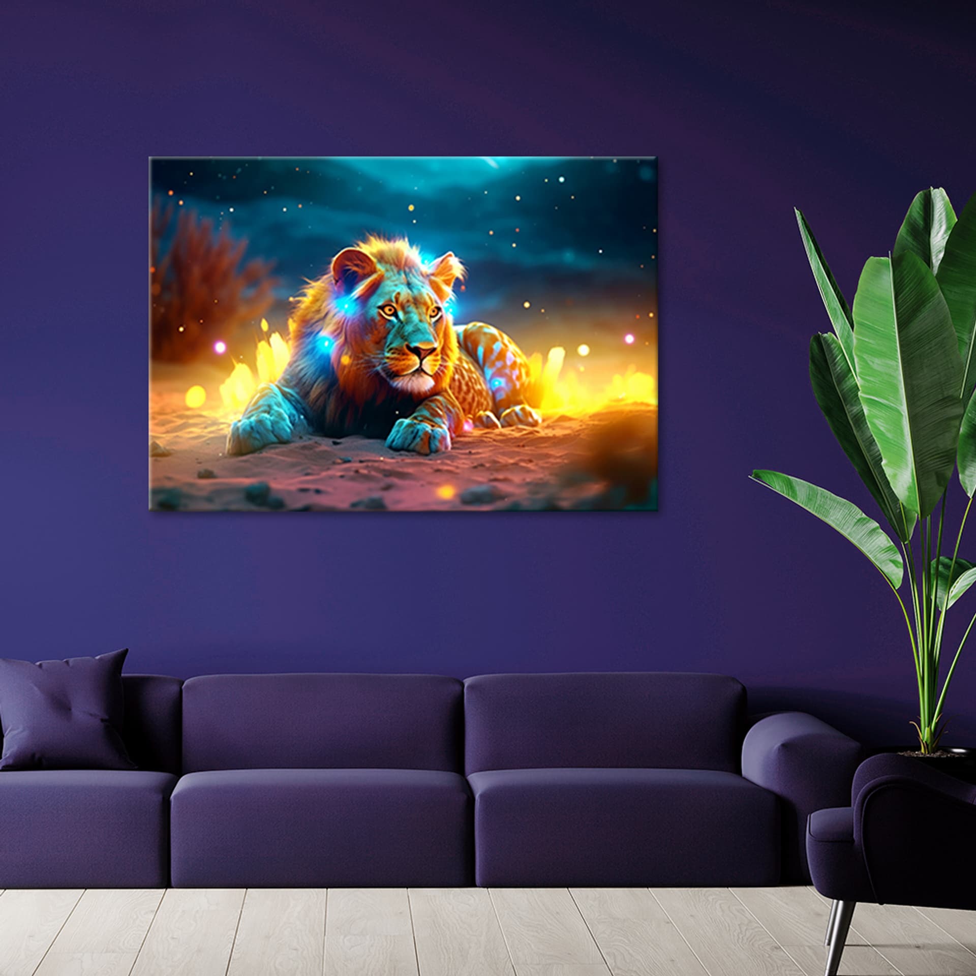 

Obraz na płótnie, Neon Lew Abstrakcja Natura (Rozmiar 120x80)