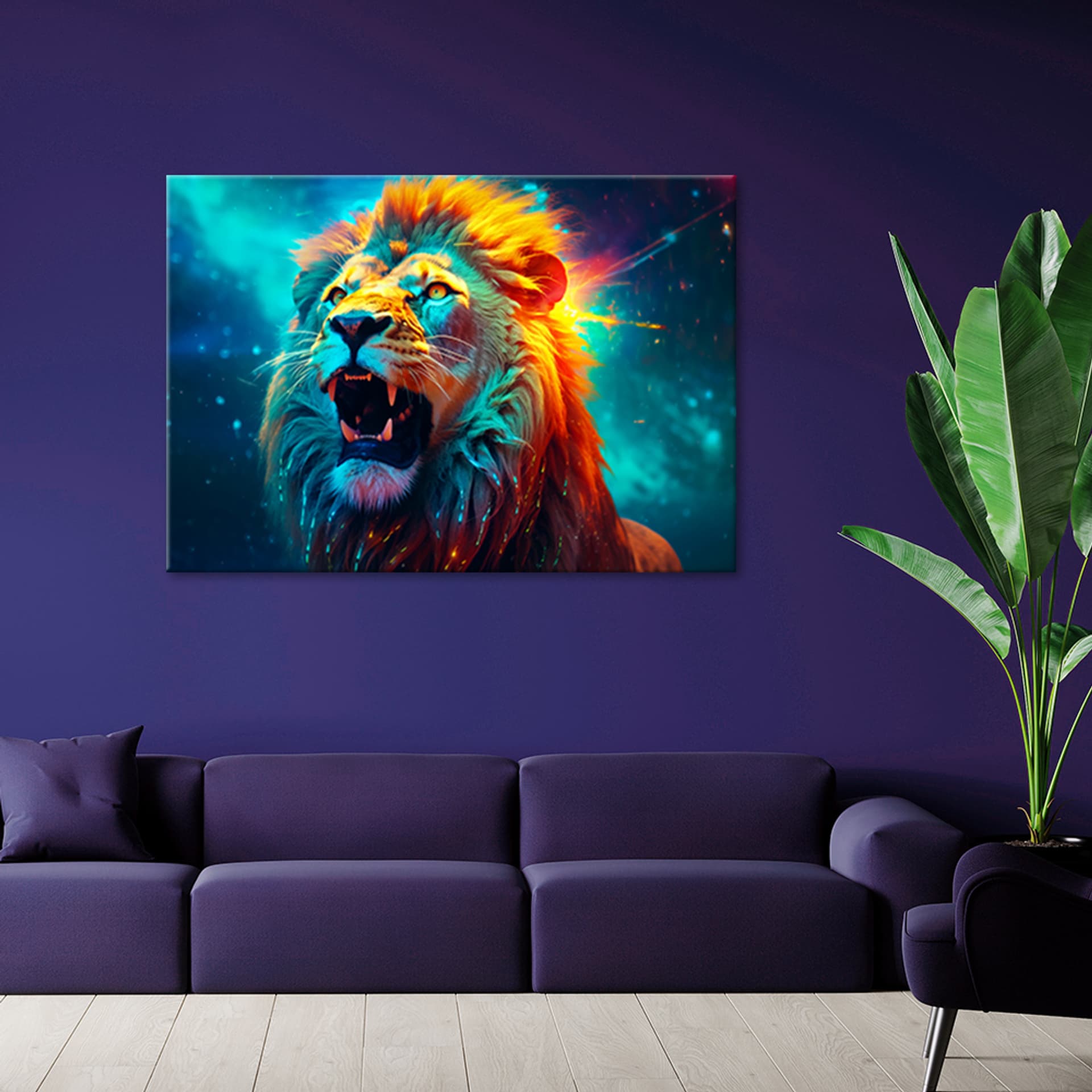 

Obraz deco panel, Abstrakcyjny Lew Neon AI (Rozmiar 100x70)