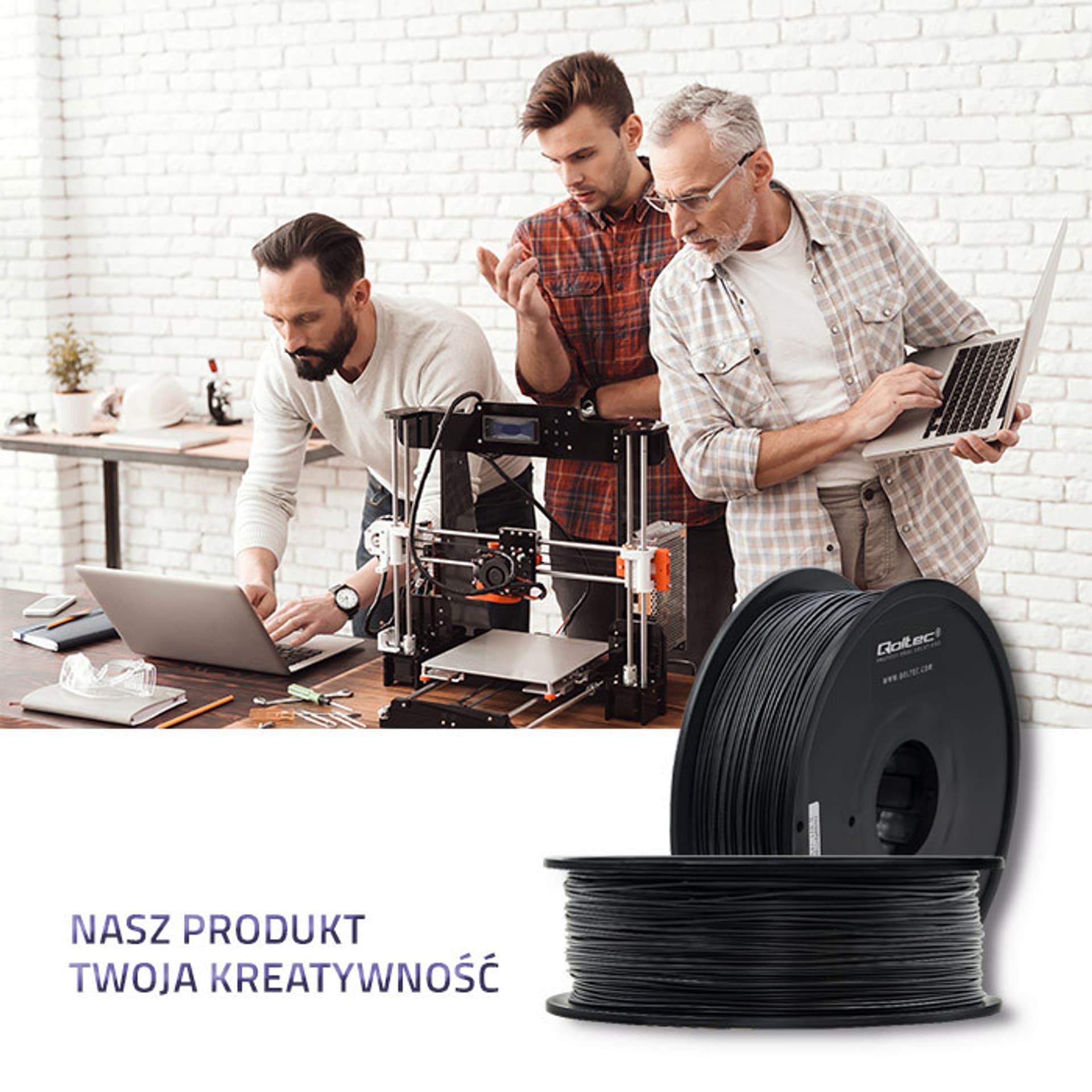 

Qoltec Profesjonalny filament do druku 3D PLA PRO 1.75mm 1kg Black