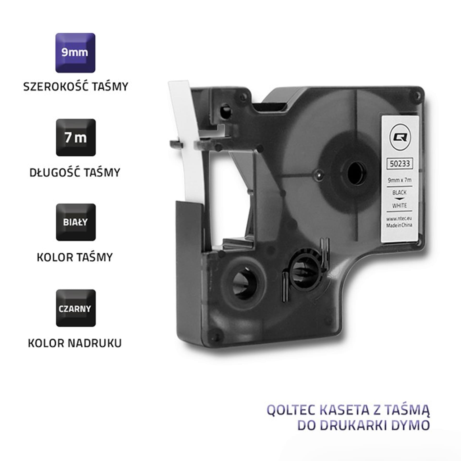 

Qoltec Taśma do DYMO D1 40913 9mm x 7m Biała/ Czarny nadruk