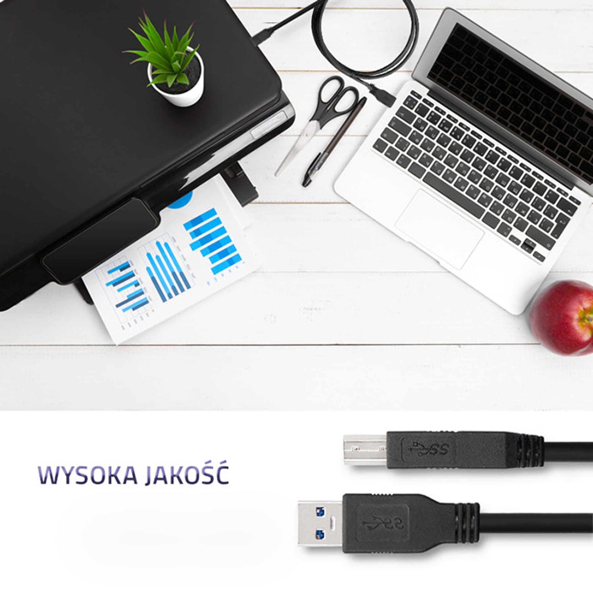 

Qoltec Kabel USB 3.0 A Męski / USB B Męski do drukarki 1.8m