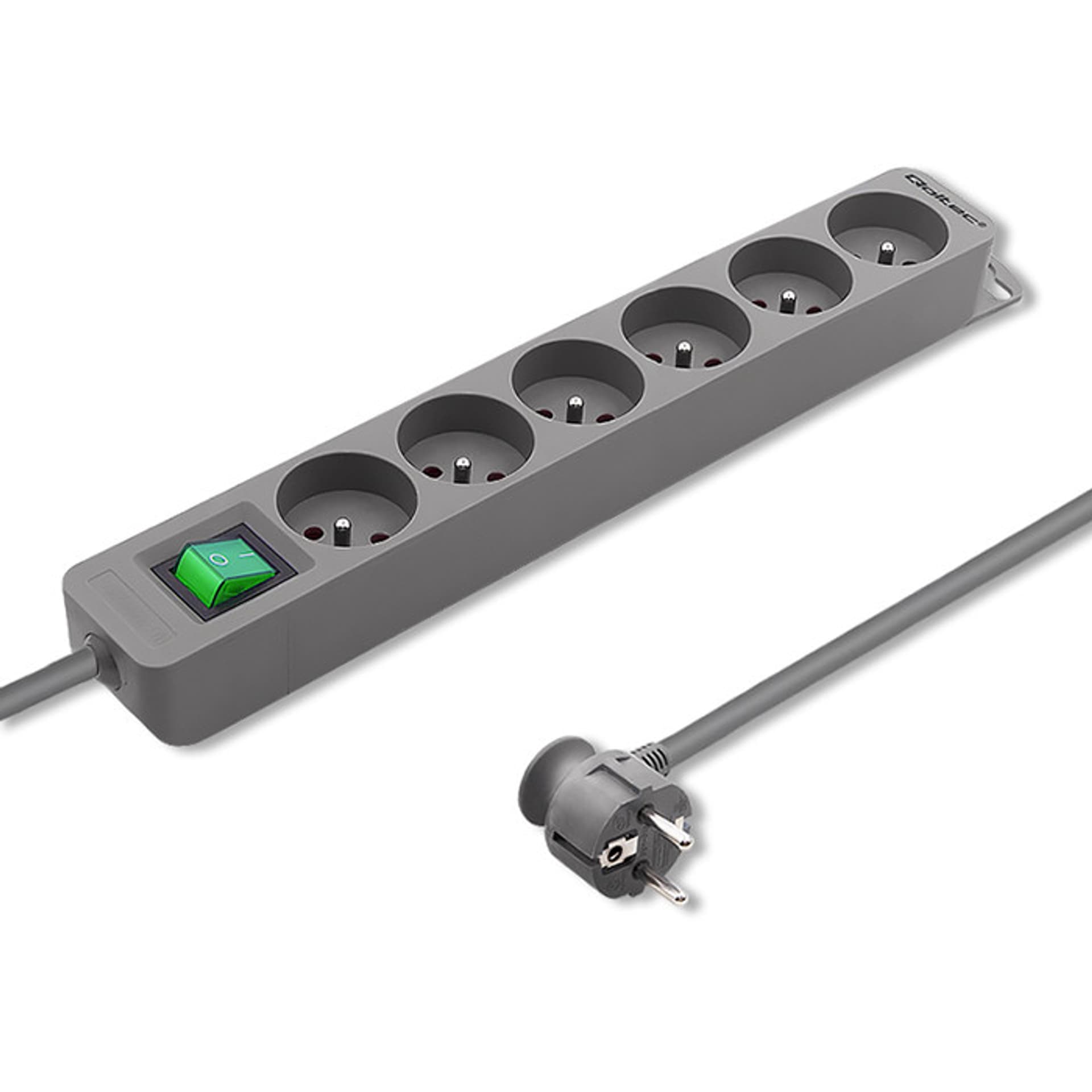 

Qoltec Listwa zasilająca 6 gniazd 1.8m Szara