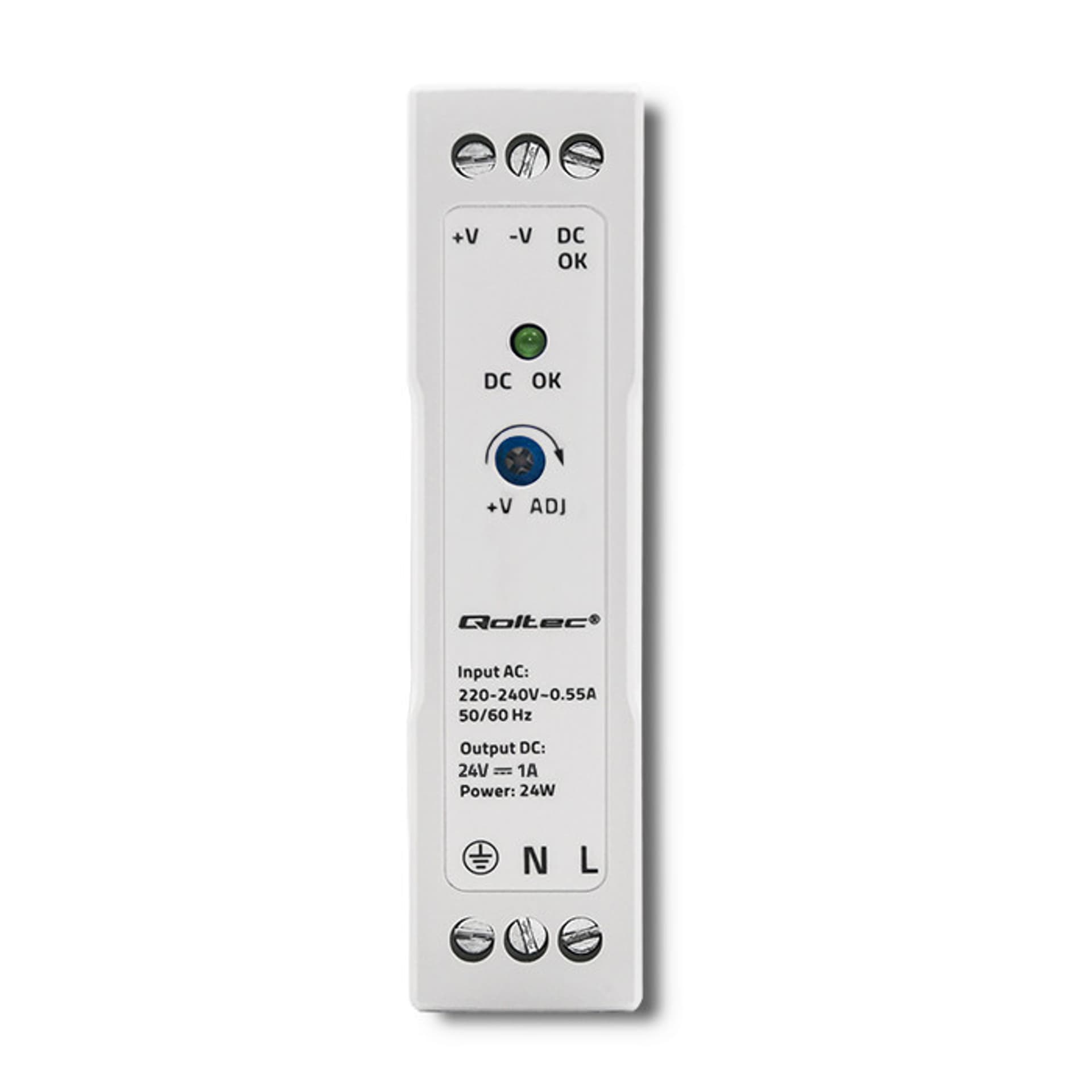 

Qoltec Zasilacz na szynę DIN 24W 24V 1A Biały Slim