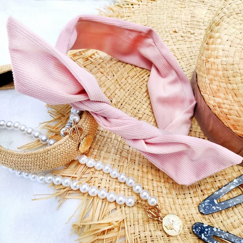 

Opaska materiałowa turbanka różowa O322
