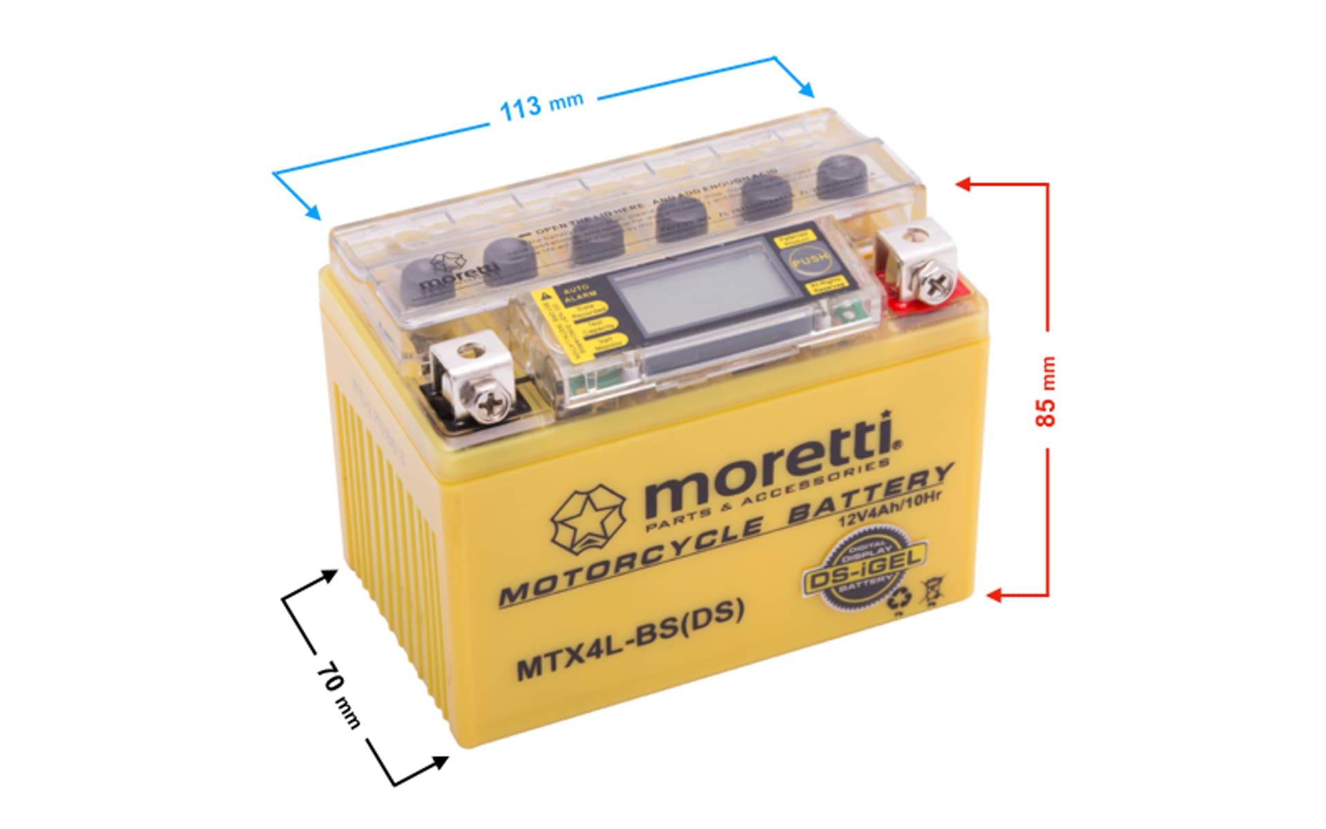 

Akumulator Moretti AGM (I-Gel) MTX4L-BS ze wskaźnikiem, I-gel) mtx4l-bs ze wskaźnikie