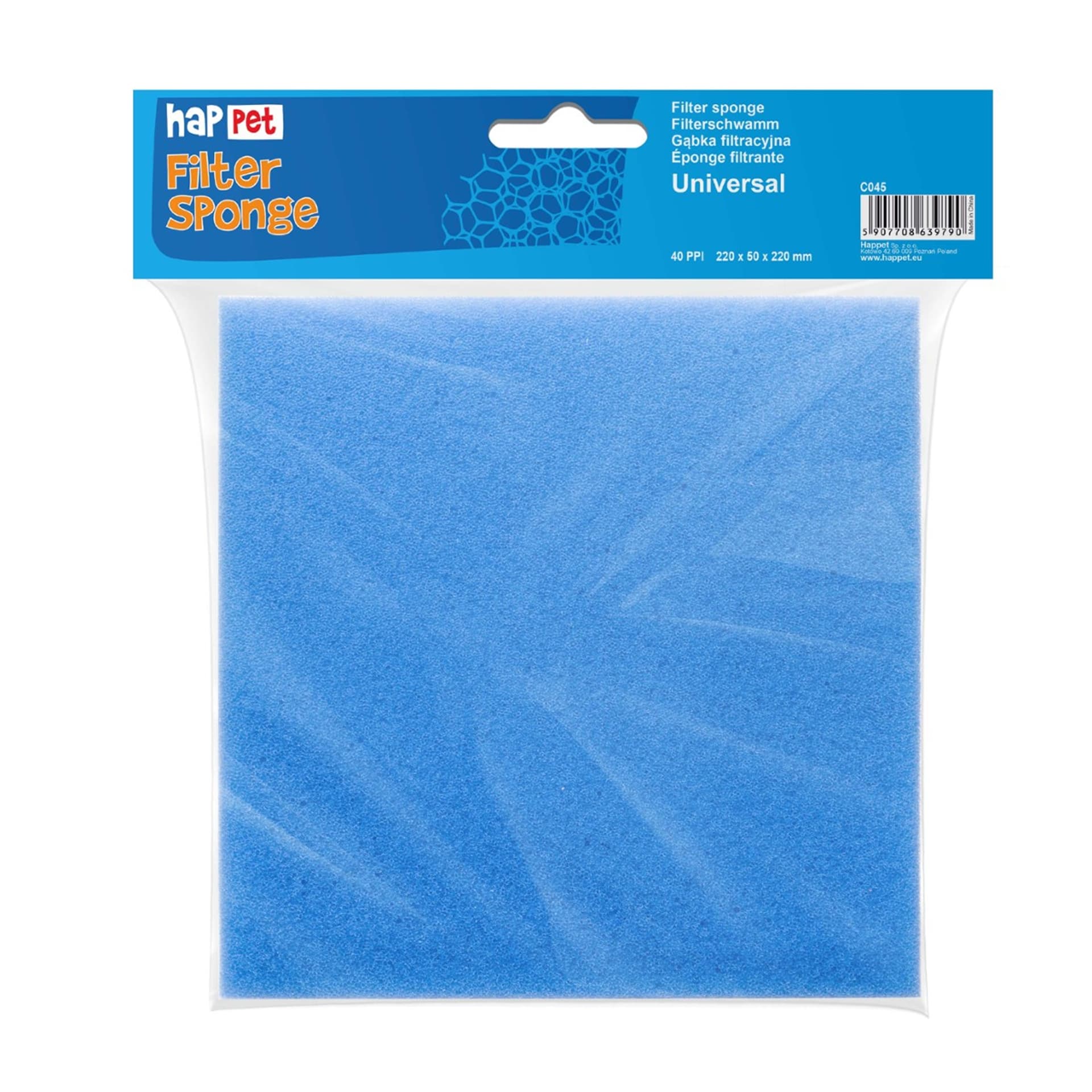 

Gąbka do filtra drobnoziarnista 40ppi 22x22x5cm Happet