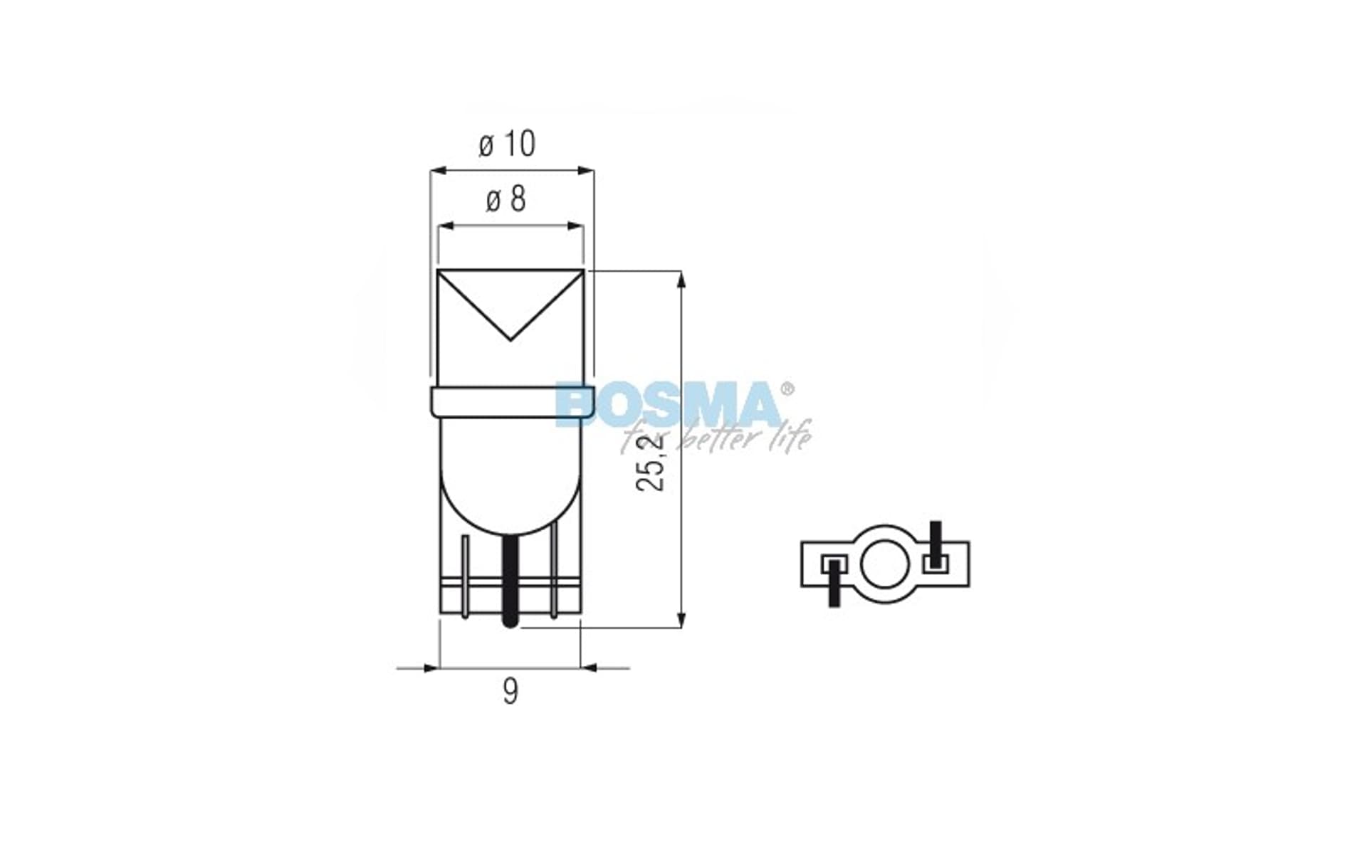 

Żarówka BOSMA 12V 1*LED STANDARD T10 BLUE WIDE VIEWING BLISTER