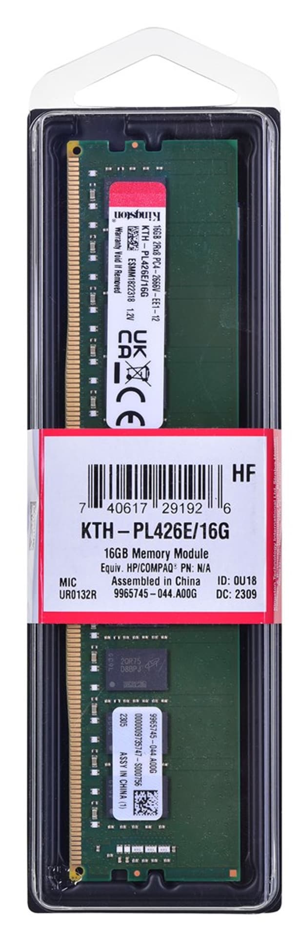 

Pamięć Kingston dedykowana do HPE/HP 16GB DDR4-2666Mhz ECC Module