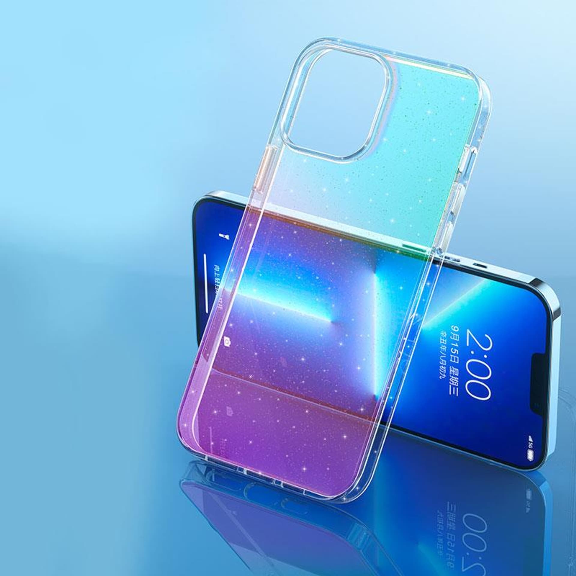 

Kingxbar Elegant Series etui iPhone 13 obudowa pokrowiec na tył plecki różowo-przezroczysty (brokat)