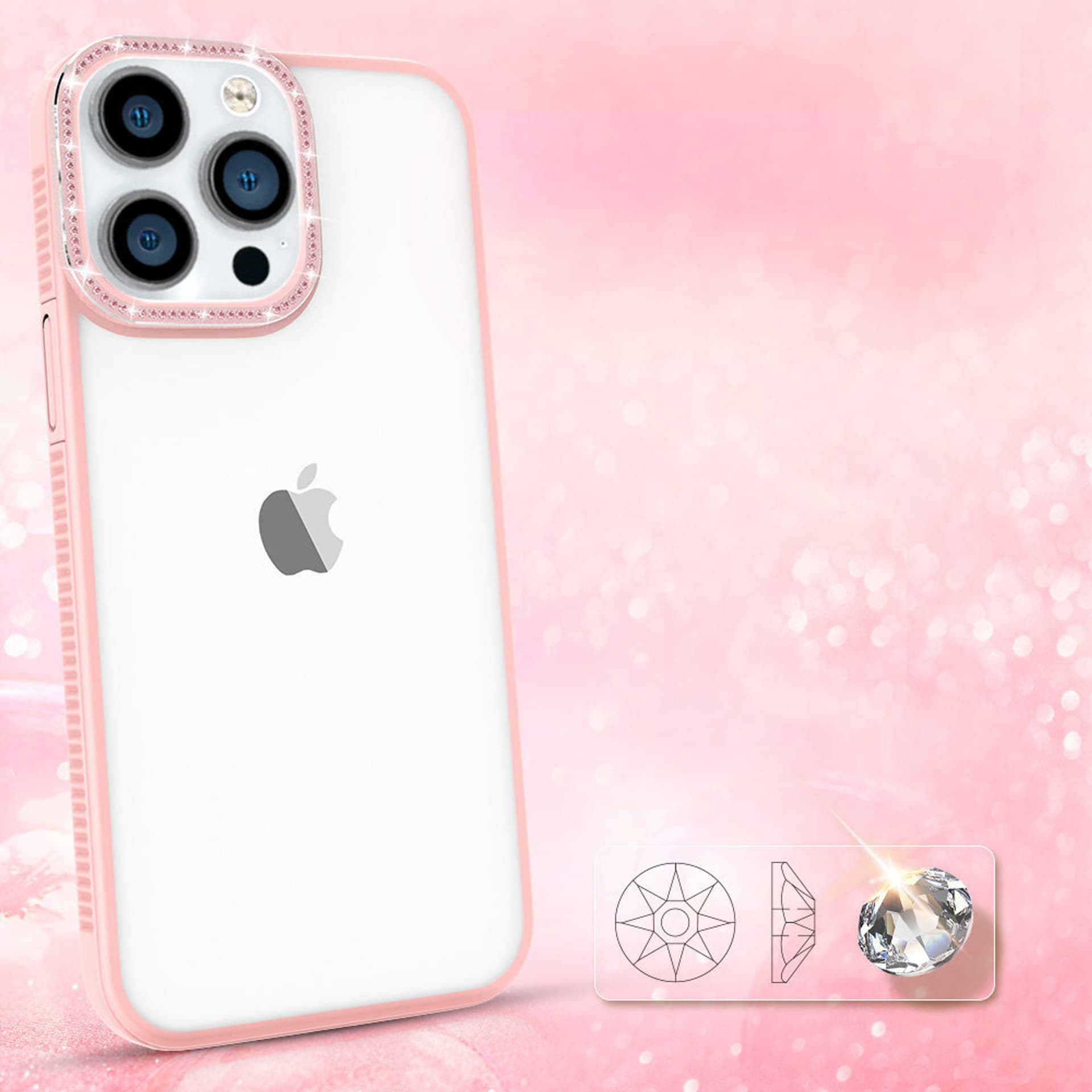 

Kingxbar Sparkle Series etui iPhone 13 Pro Max z kryształami obudowa pokrowiec na tył plecki różowy