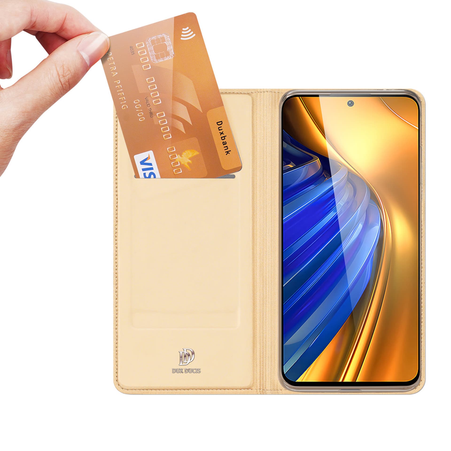 

Dux Ducis Skin Pro kabura etui pokrowiec z klapką Xiaomi Poco F4 5G złoty