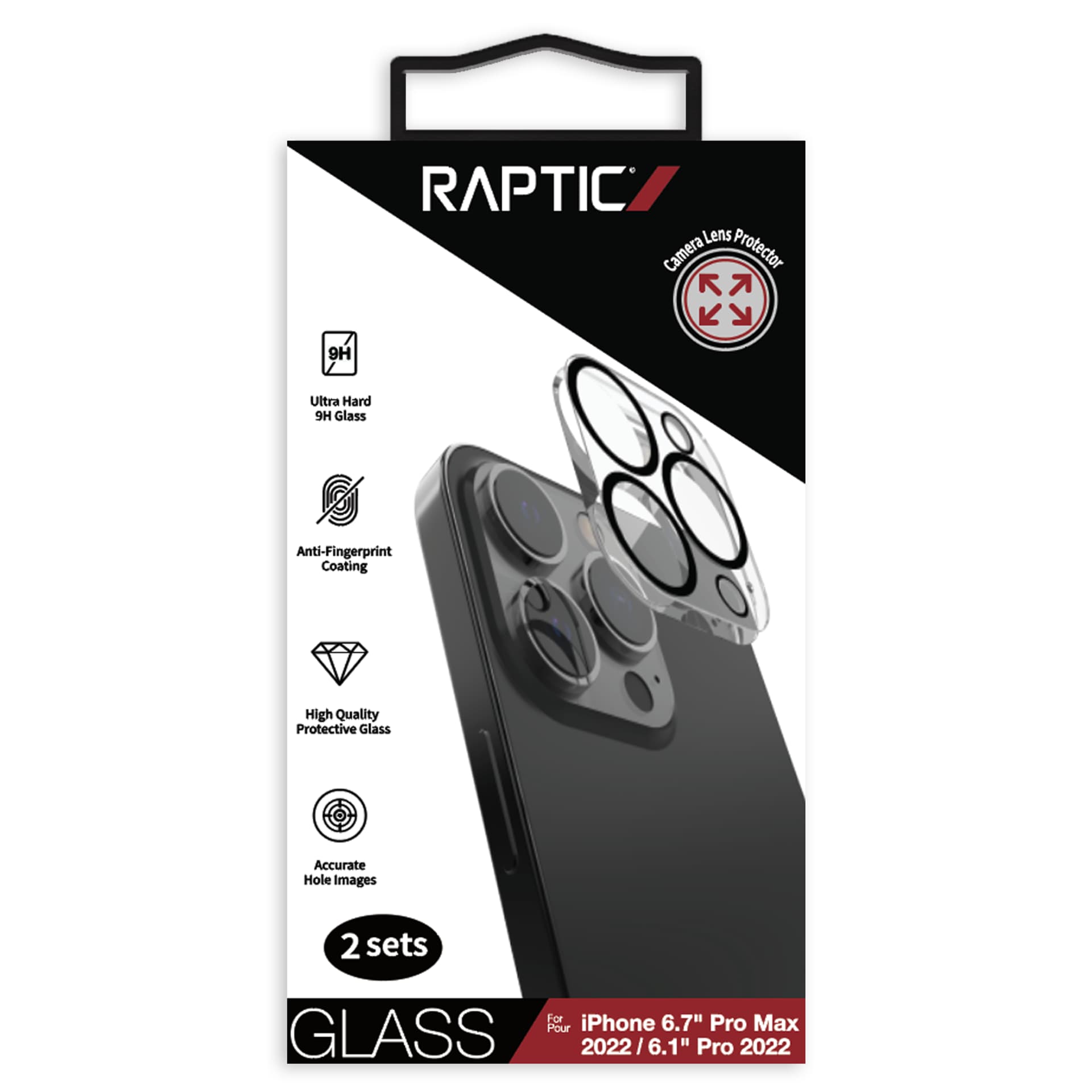 

Raptic X-Doria Camera Protector Glass 2x szkło hartowane iPhone 14 Pro na aparat kamerę obiektyw