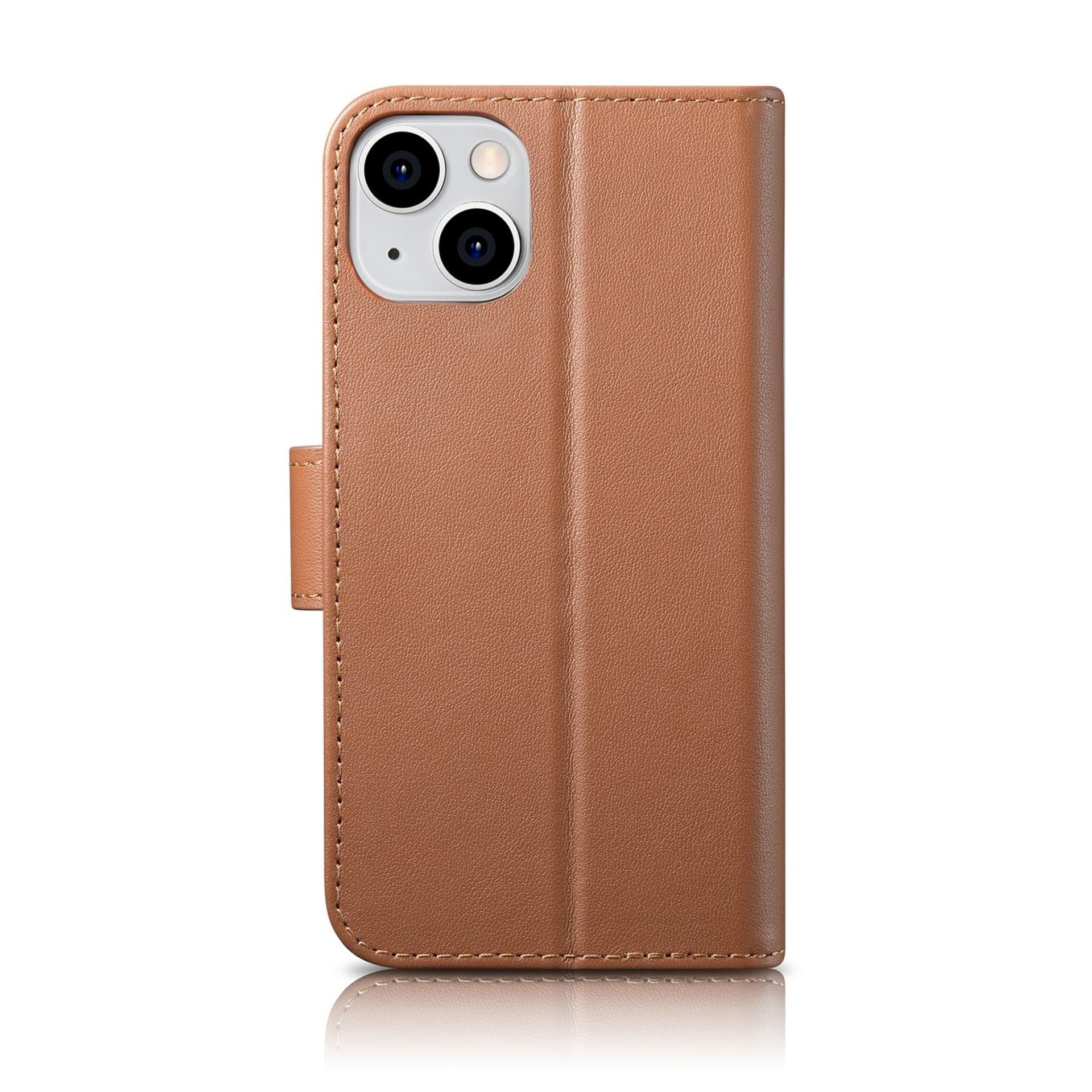 

iCarer Wallet Case 2in1 etui iPhone 14 skórzany pokrowiec z klapką Anti-RFID brązowy (WMI14220725-BN)
