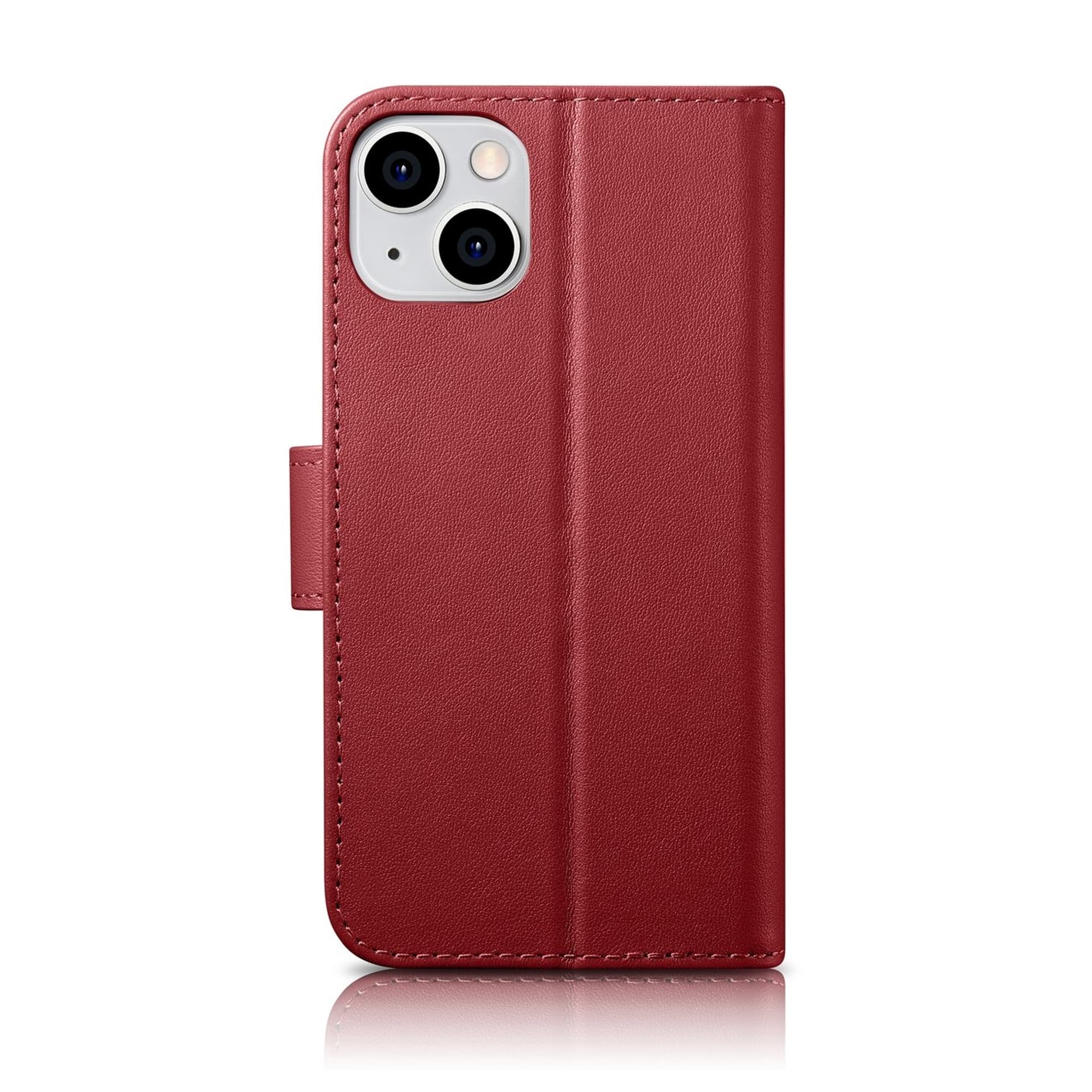 

iCarer Wallet Case 2in1 etui iPhone 14 skórzany pokrowiec z klapką Anti-RFID czerwony (WMI14220725-RD)