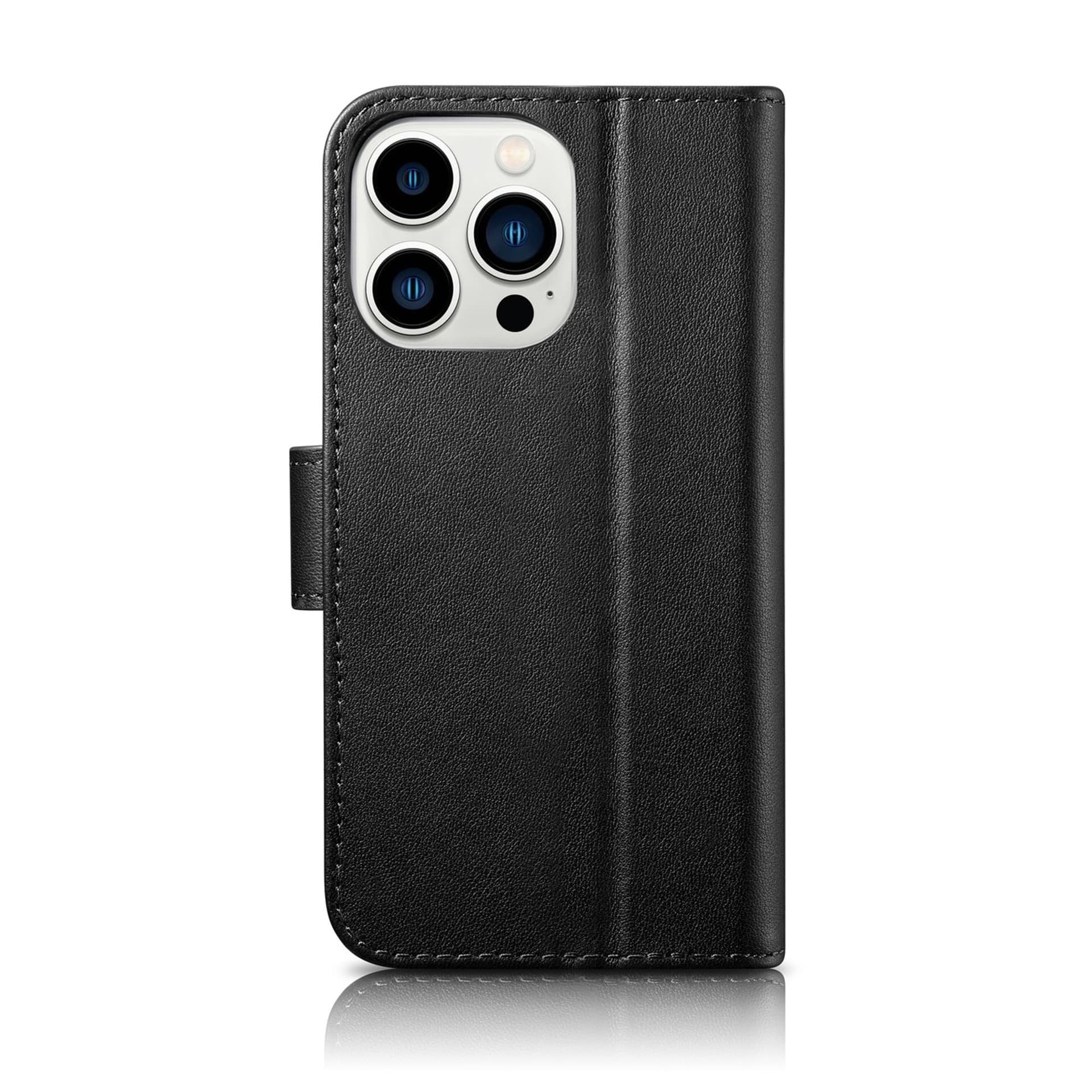 

iCarer Wallet Case 2in1 etui iPhone 14 Pro skórzany pokrowiec z klapką Anti-RFID czarny (WMI14220726-BK)