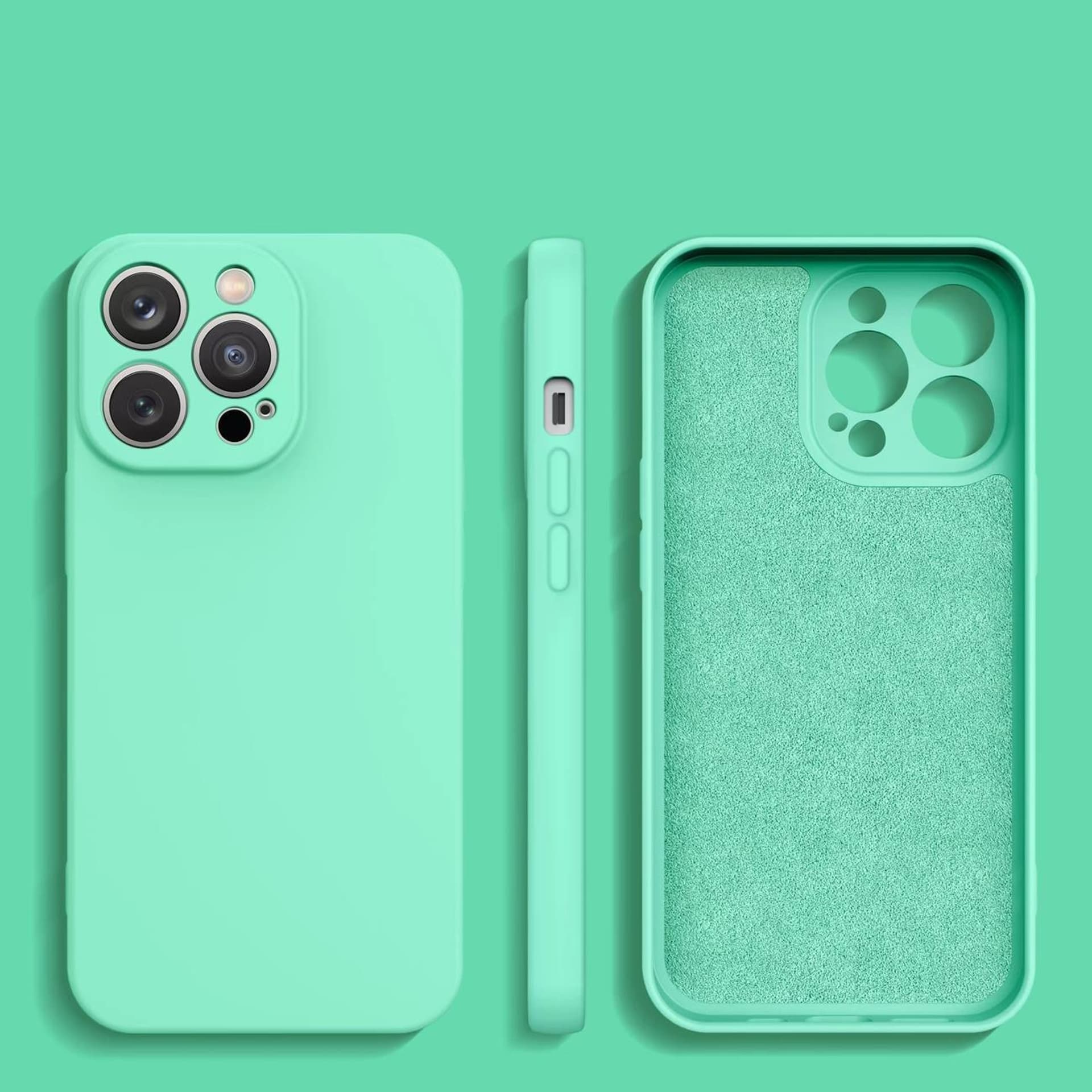 

Silicone case etui iPhone 13 Pro Max silikonowy pokrowiec miętowozielone