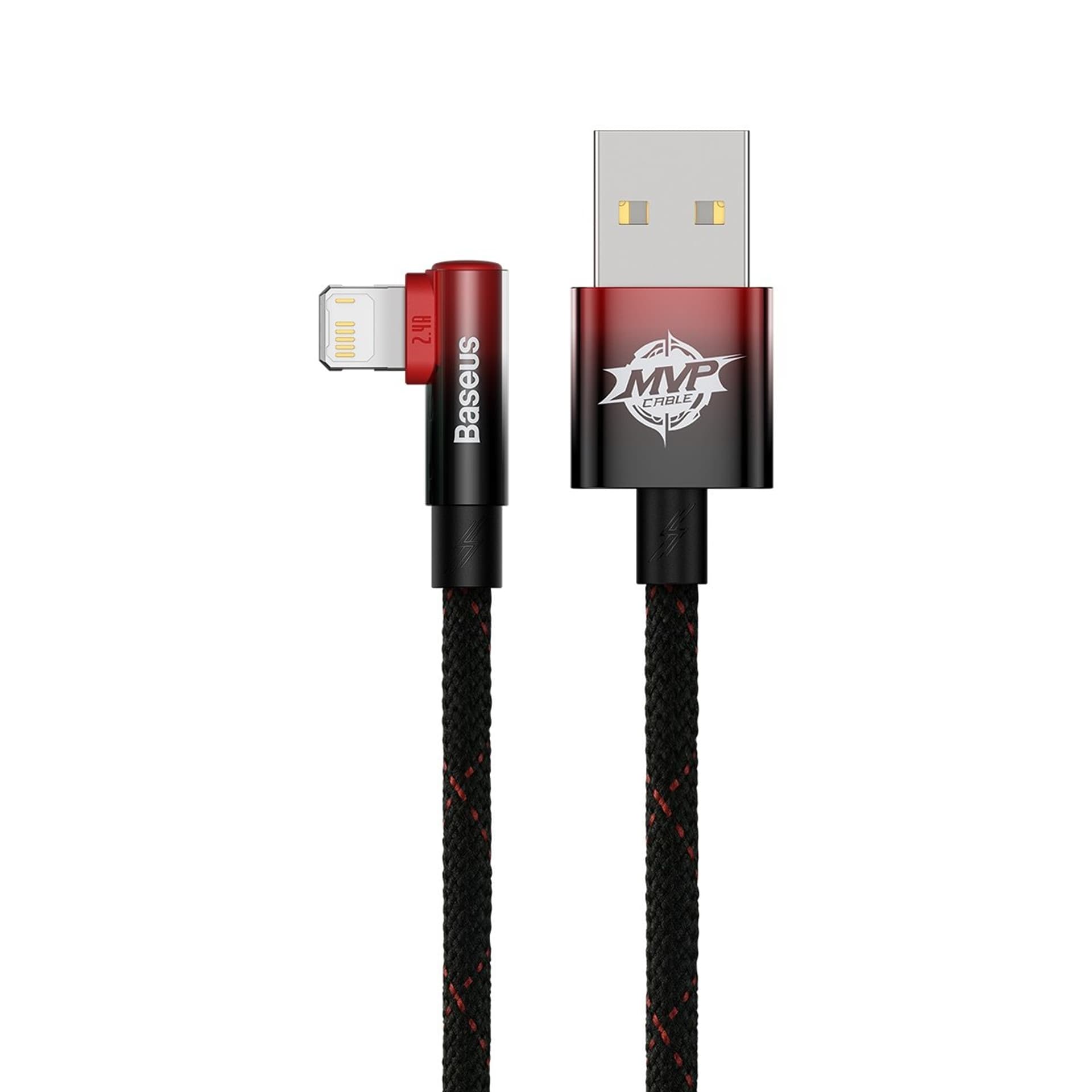 

Baseus MVP 2 Elbow kątowy kabel przewód z bocznym wtykiem USB / Lightning 2m 2.4A czerwony (CAVP000120)