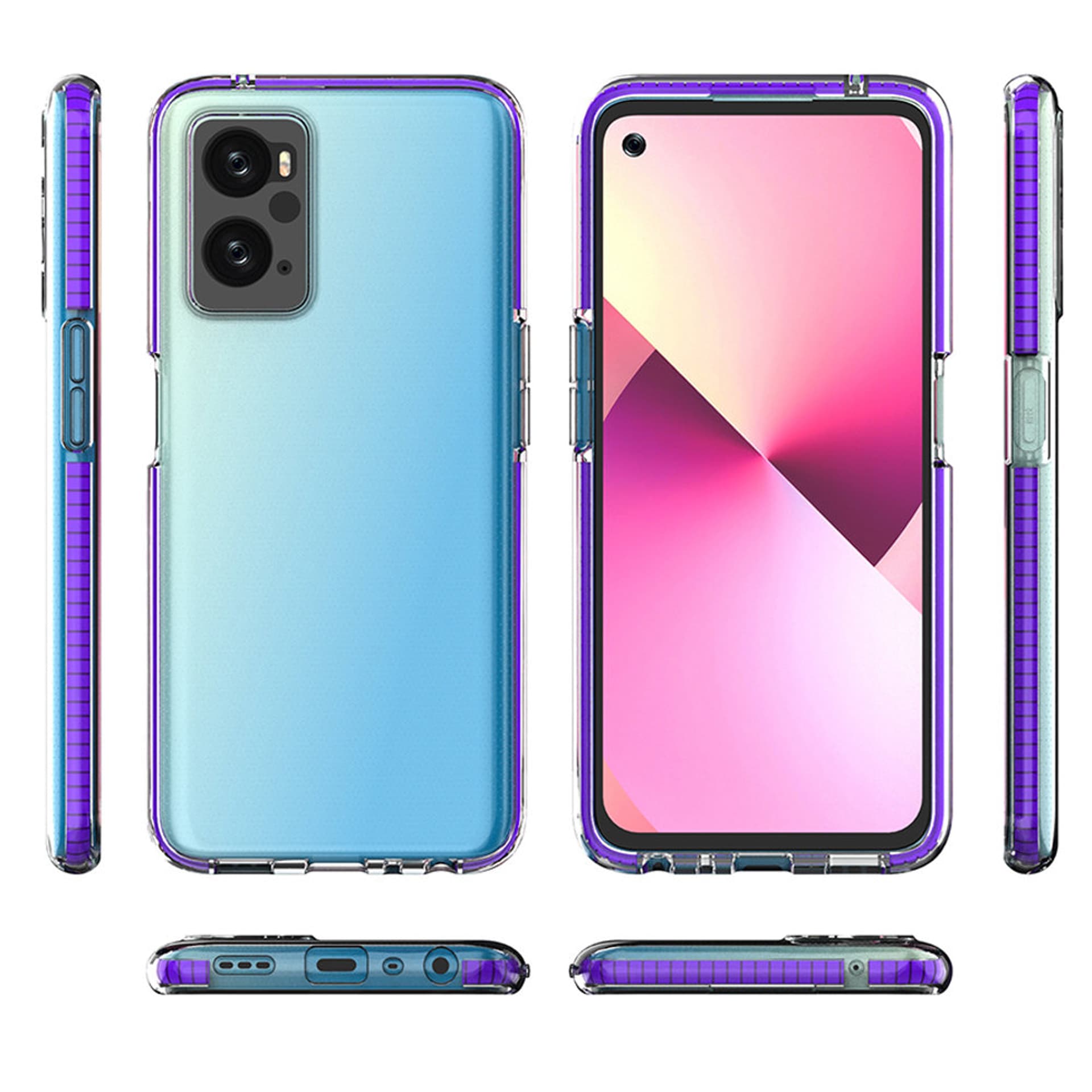 

Spring Case etui Realme 9i, Oppo A36 / A76 / A96 silikonowy pokrowiec z ramką jasnoniebieskie
