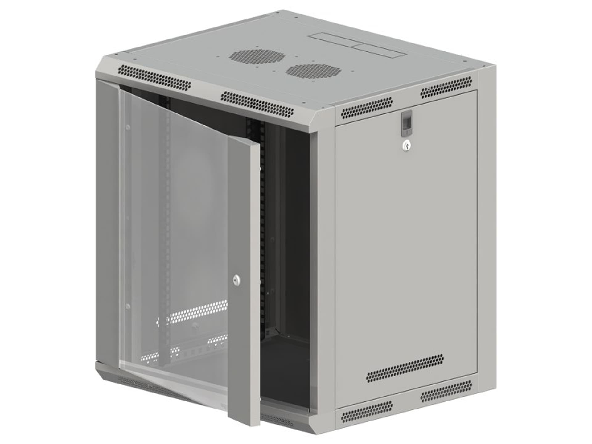 

Szafa wisząca 19" 12U 600x600, niedzielona, drzwi szklane jednoskrzydłowe, tył osłona pełna, osłony boczne ruchome perforowane, kolor szary, 4 belki ALANTEC - ALANTEC