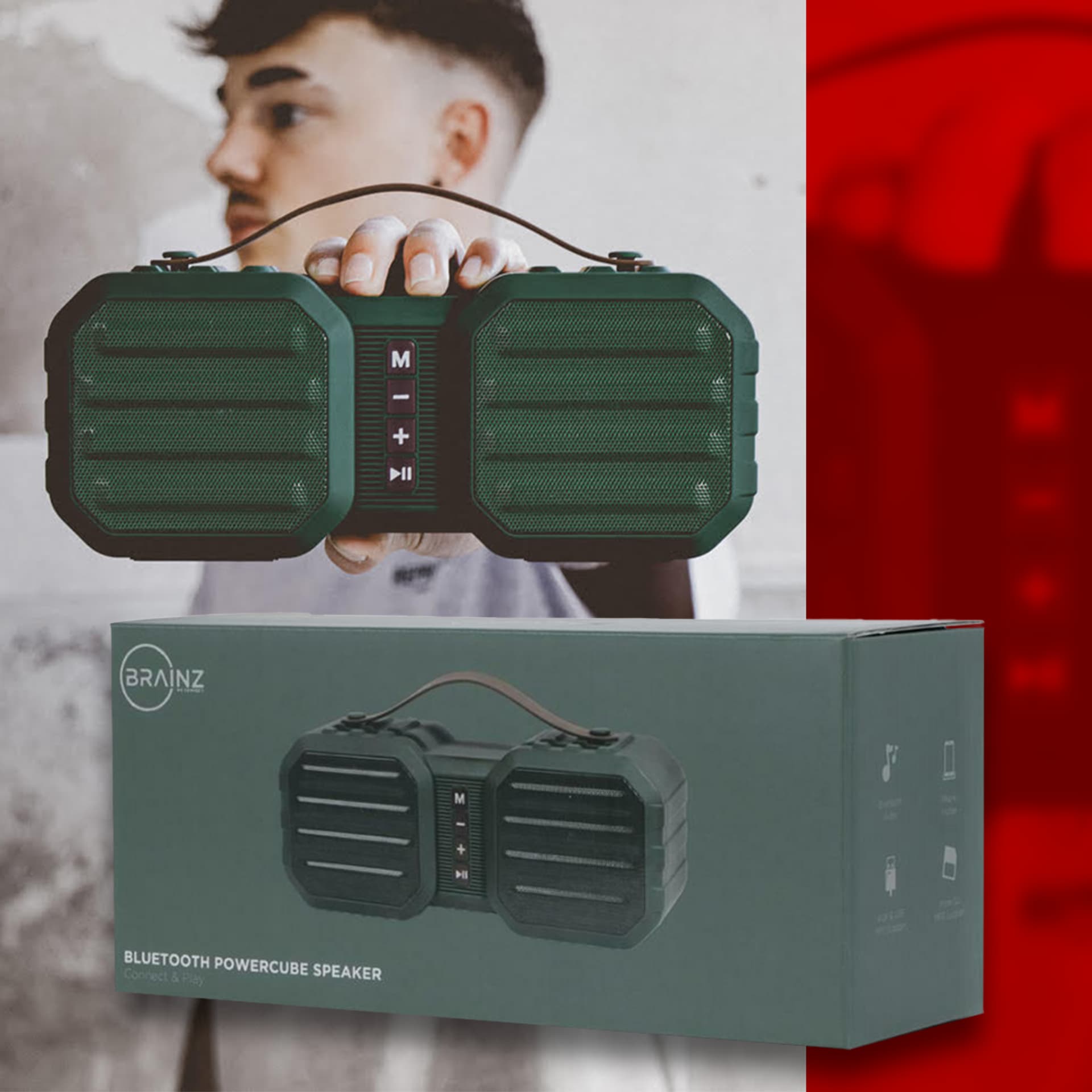 

GŁOŚNIK BRAINZ POWER CUBE SPEAKER GŁOŚNIK BLUETOOTH BRAINZ POWER CUBE ZIELONY