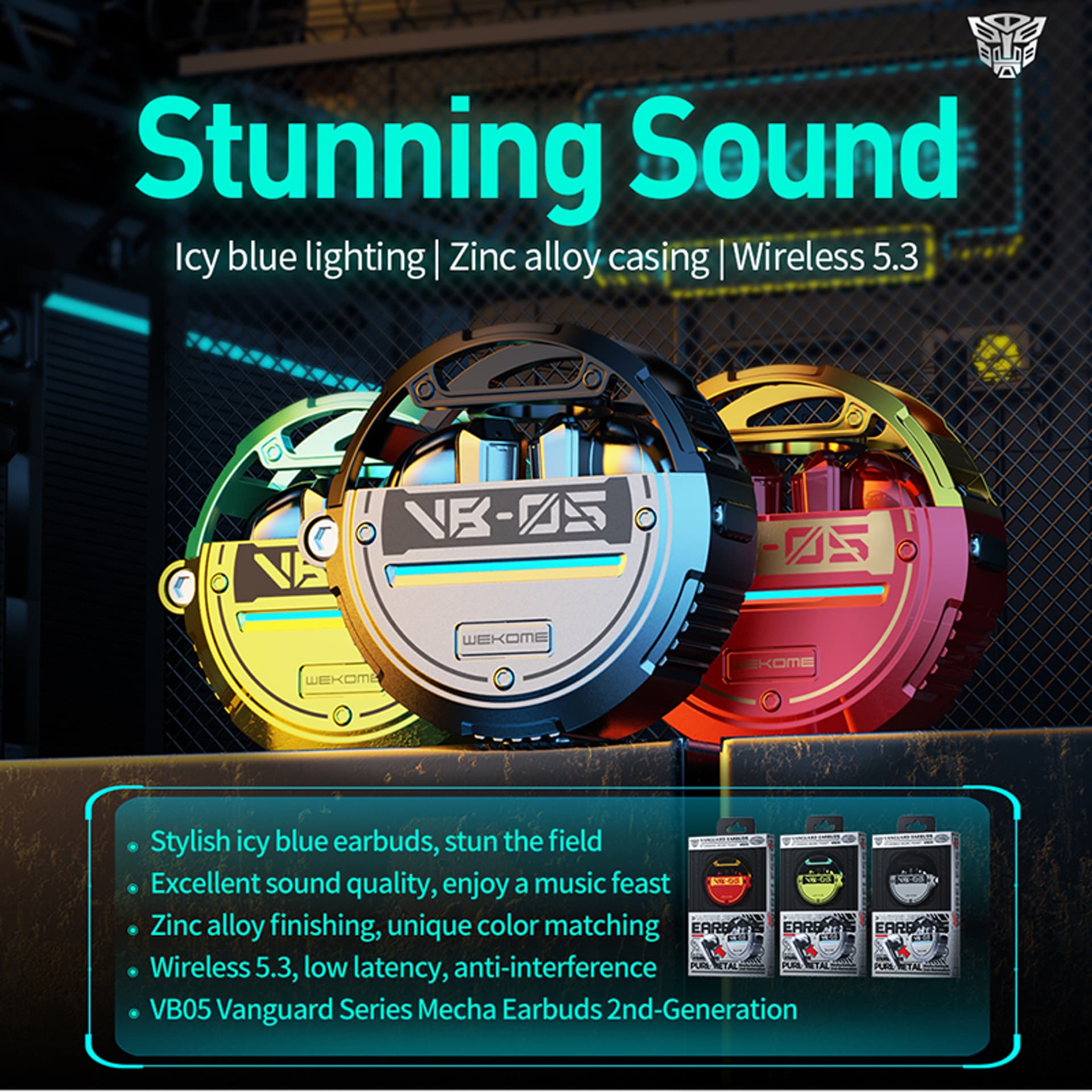 

WEKOME VB05 Vanguard Series - Bezprzewodowe słuchawki Bluetooth V5.3 TWS z etui ładującym (Zielony)