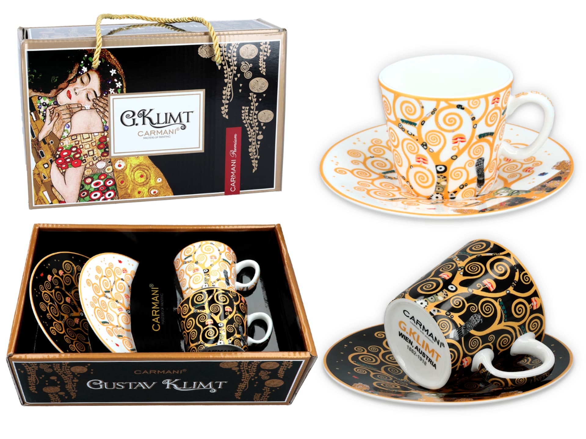 

Zestaw 2 filiżanek espresso - G. Klimt, Drzewo życia (białe i czarne tło) (CARMANI)