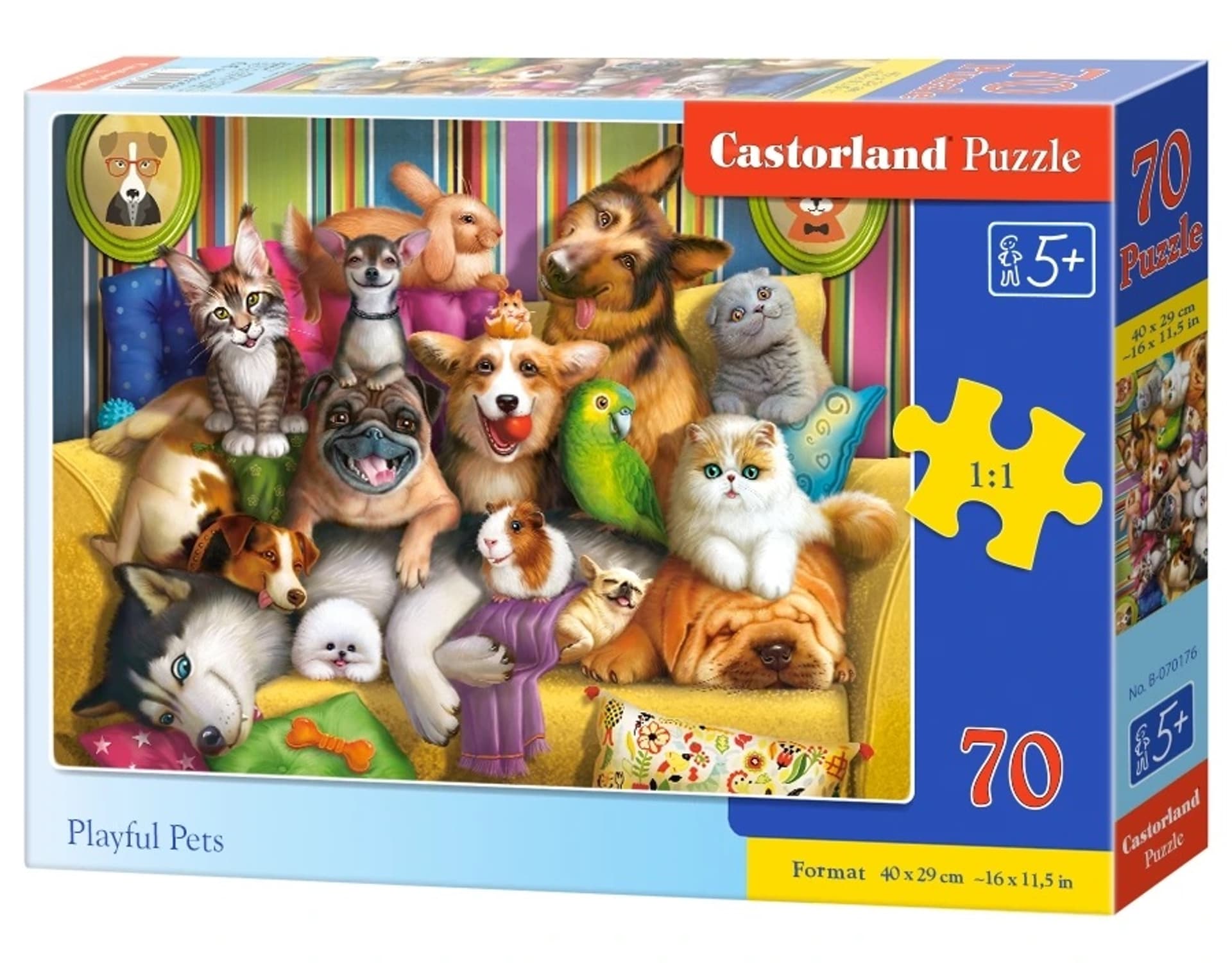 

CASTORLAND Puzzle 70 elementów Playful Pets - Zabawne zwierzęta 5+