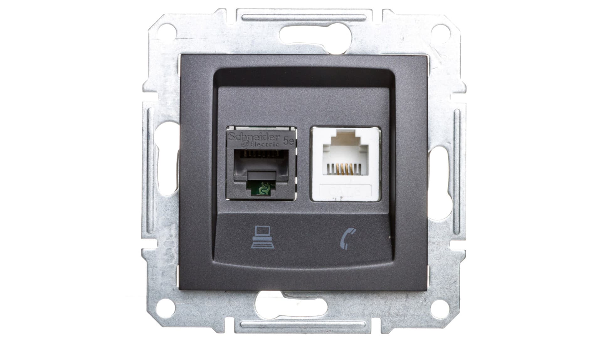 

SEDNA Gniazdo teleinformatyczne RJ11 RJ45 kat.5e UTP grafitowe SDN5100170