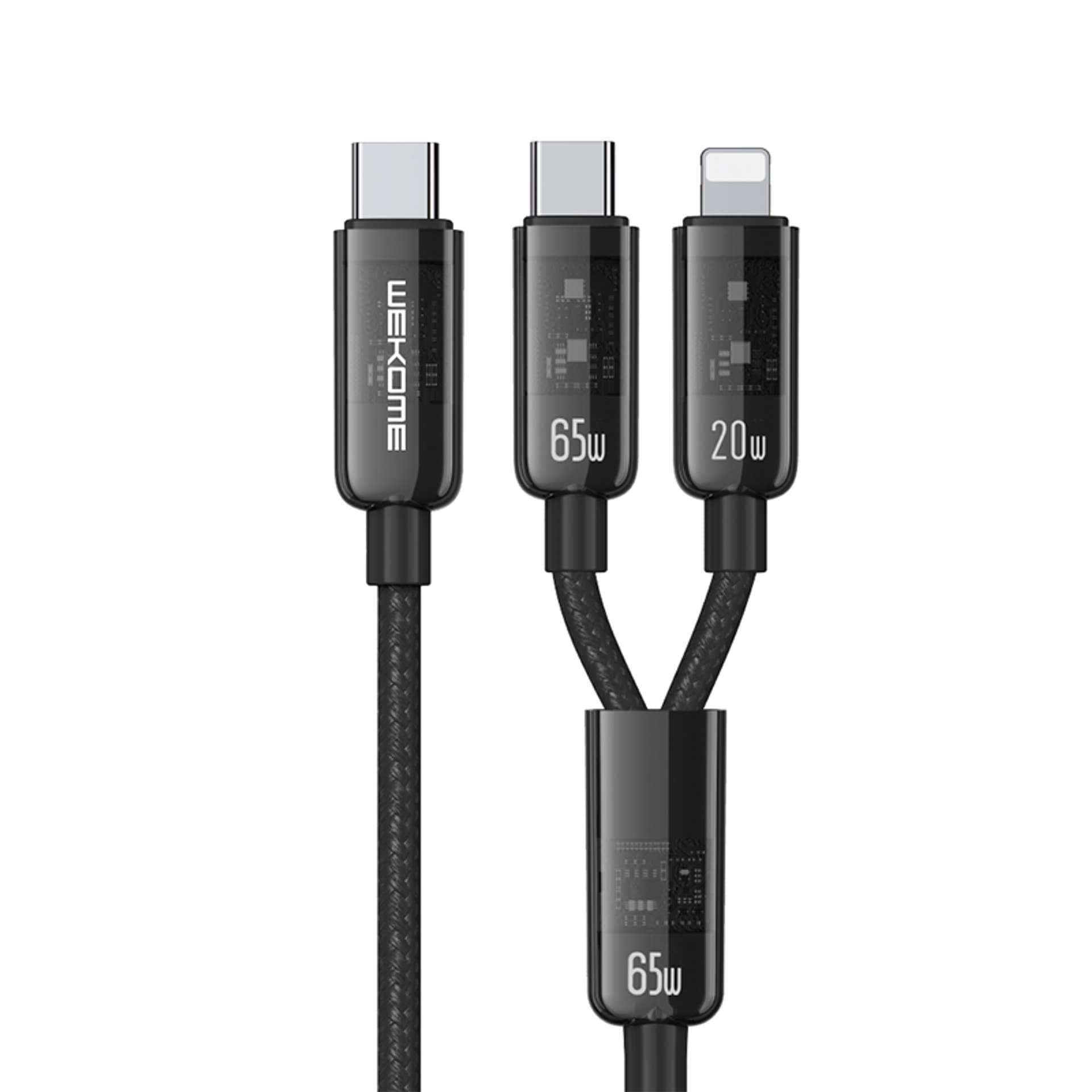 

WEKOME WDC-194 Vanguard Series - Kabel połączeniowy 2w1 USB-C do USB-C + Lightning Super Fast Charging 65W 1 m (Czarny)