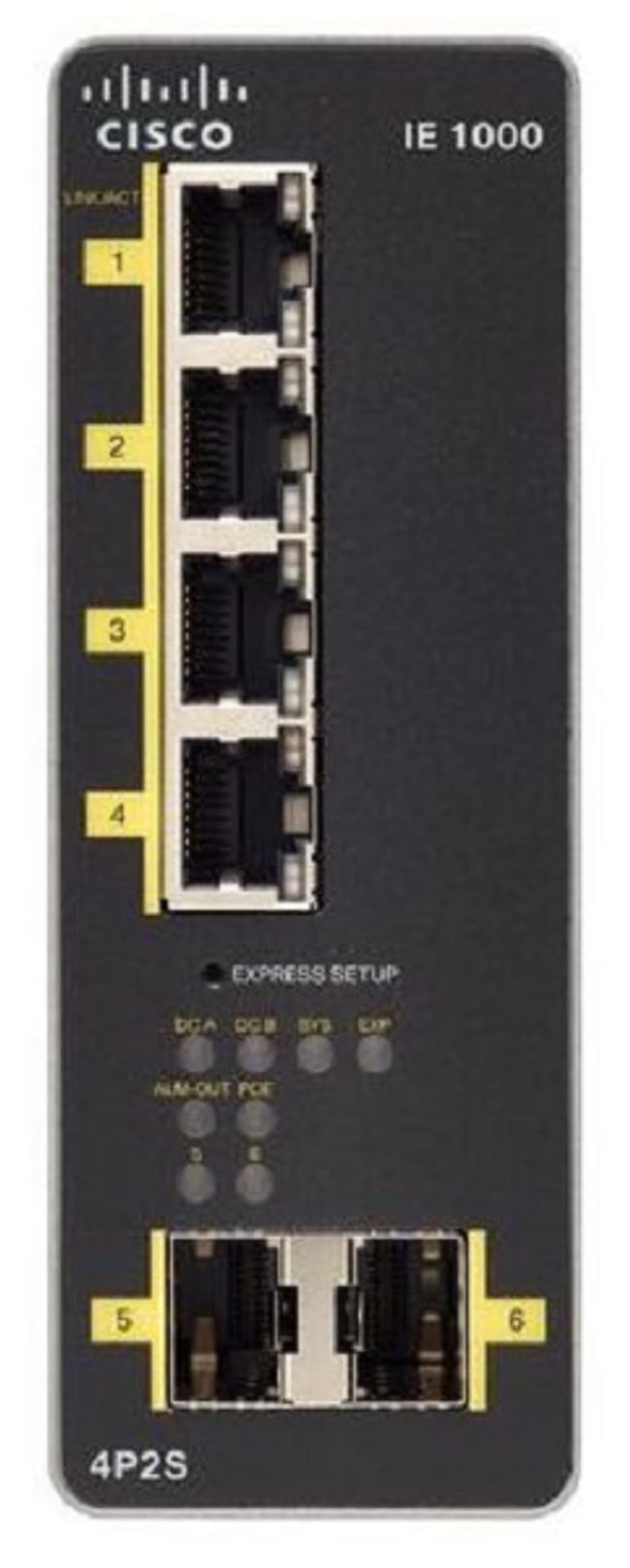 

CISCO IE-1000-4P2S-LM Cisco IE-1000 GUI based L2 PoE switch, 2GE SFP + 4 FE copper ports