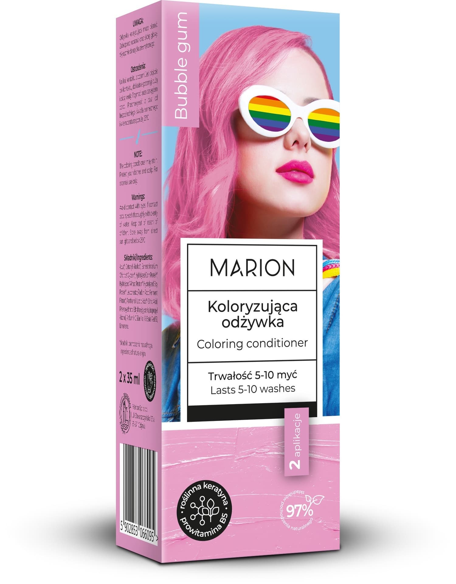 

Marion Koloryzująca Odżywka do włosów (5-10 myć) - Bubble Gum 1op.-(2x35ml)
