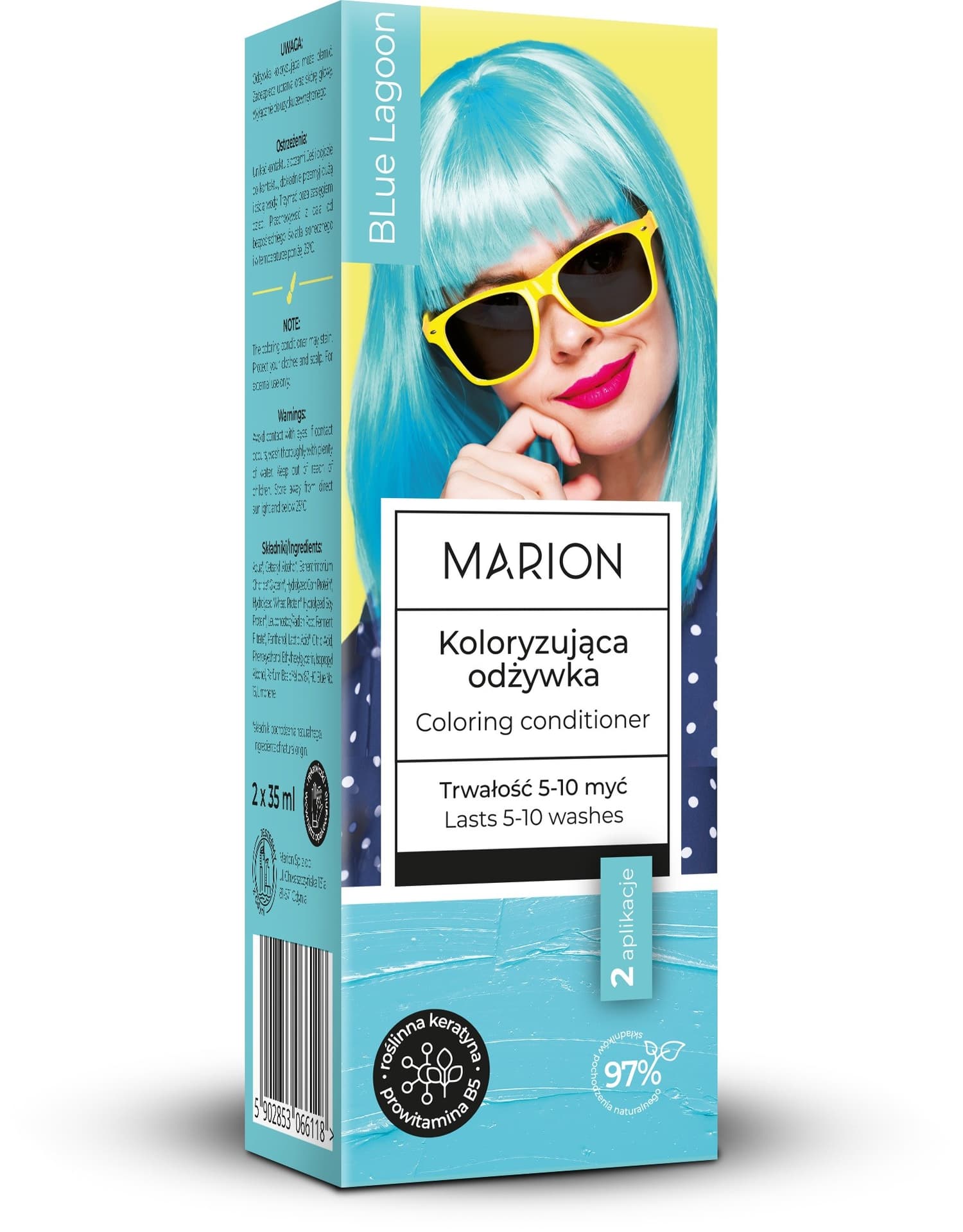 

Marion Koloryzująca Odżywka do włosów (5-10 myć) - Blue Lagoon 1op.-(2x35ml)