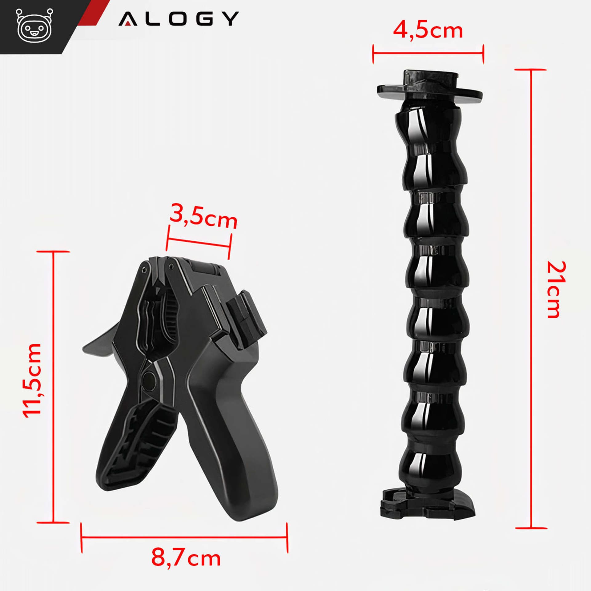 

Uchwyt Alogy 2w1 do GoPro do Blatu biurka poręczy roweru Mocowanie do kamerki sportowej telefonu Czarny