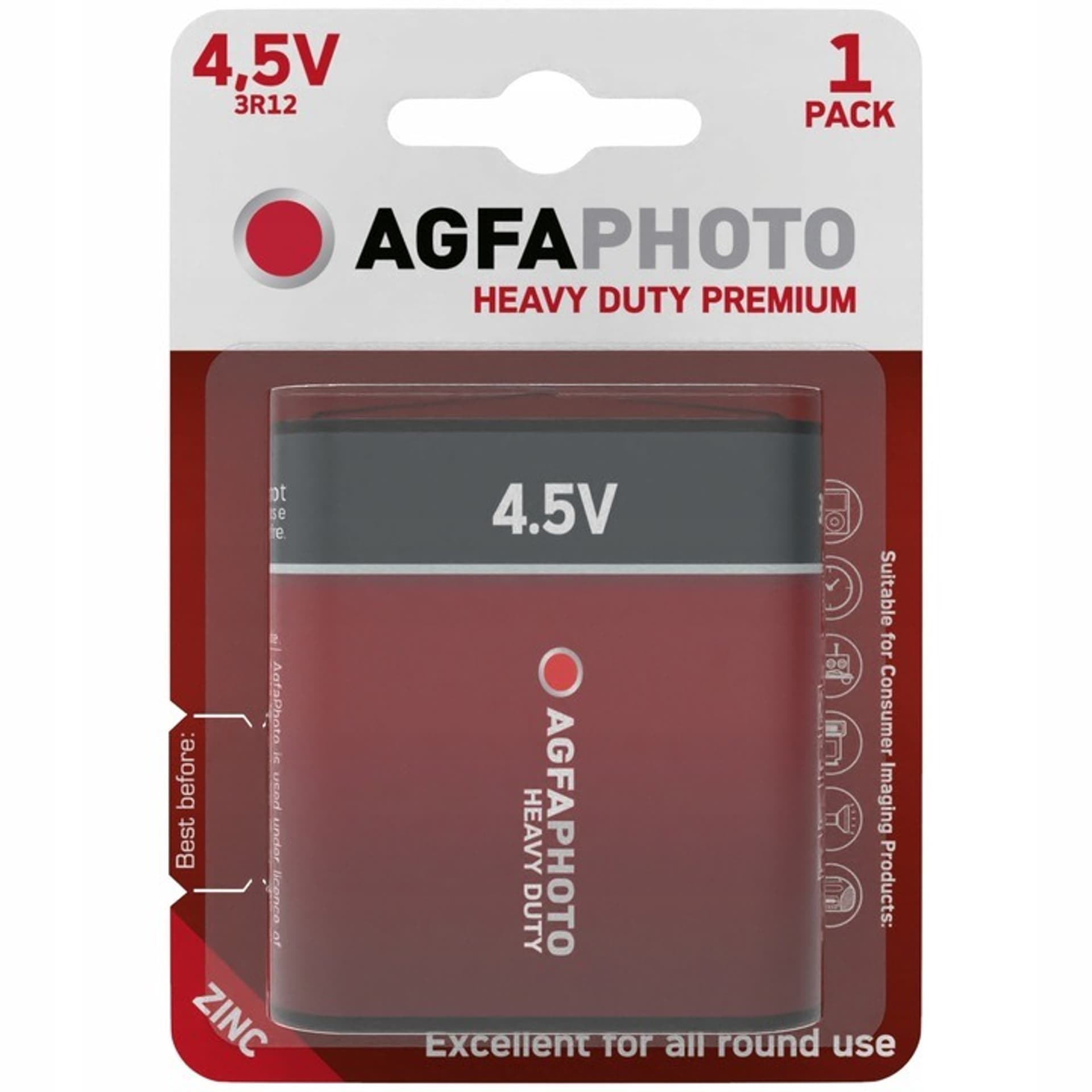 

1 szt. Bateria AGFA 3R12, płaska.