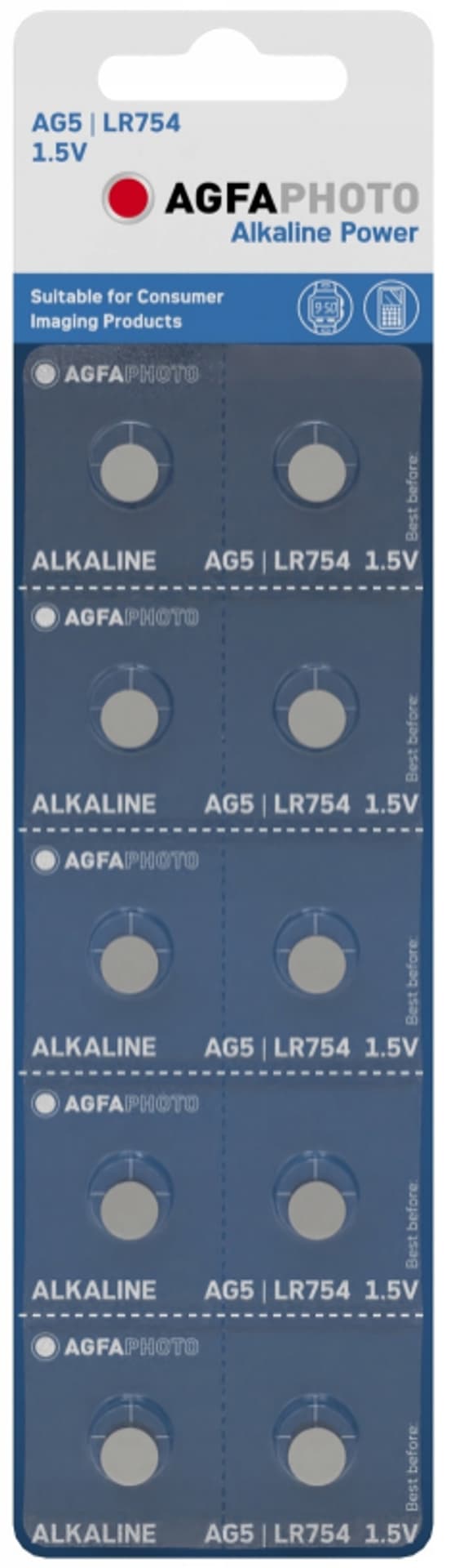 

10x BATERIA GUZIKOWA AGFAPHOTO AG5 LR754 1.5V ALK