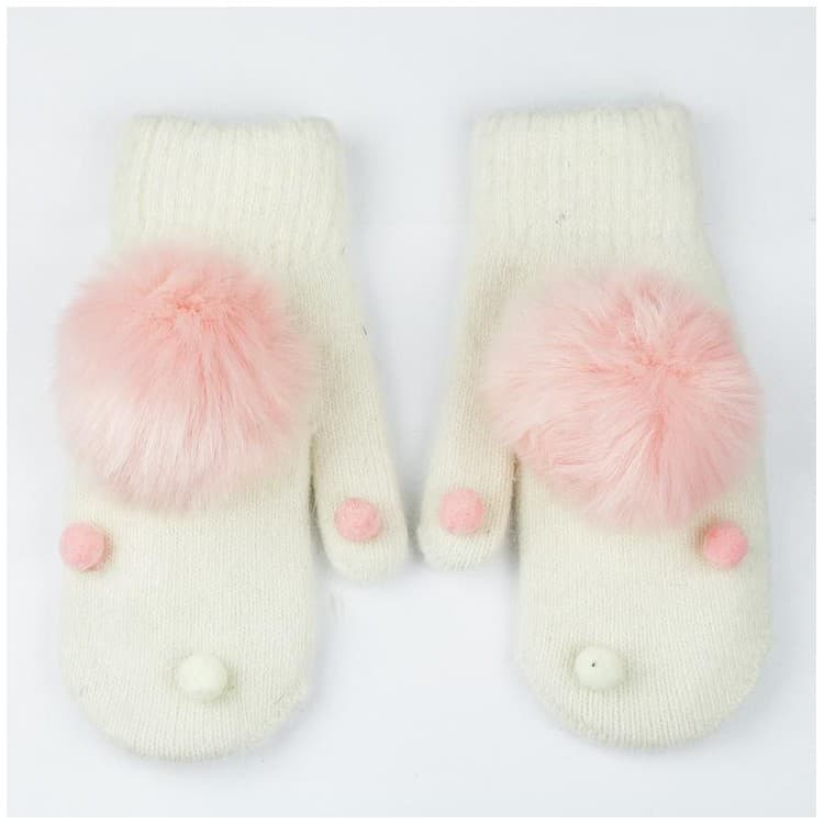 

Rękawiczki CUTE pompon kremowe REK122
