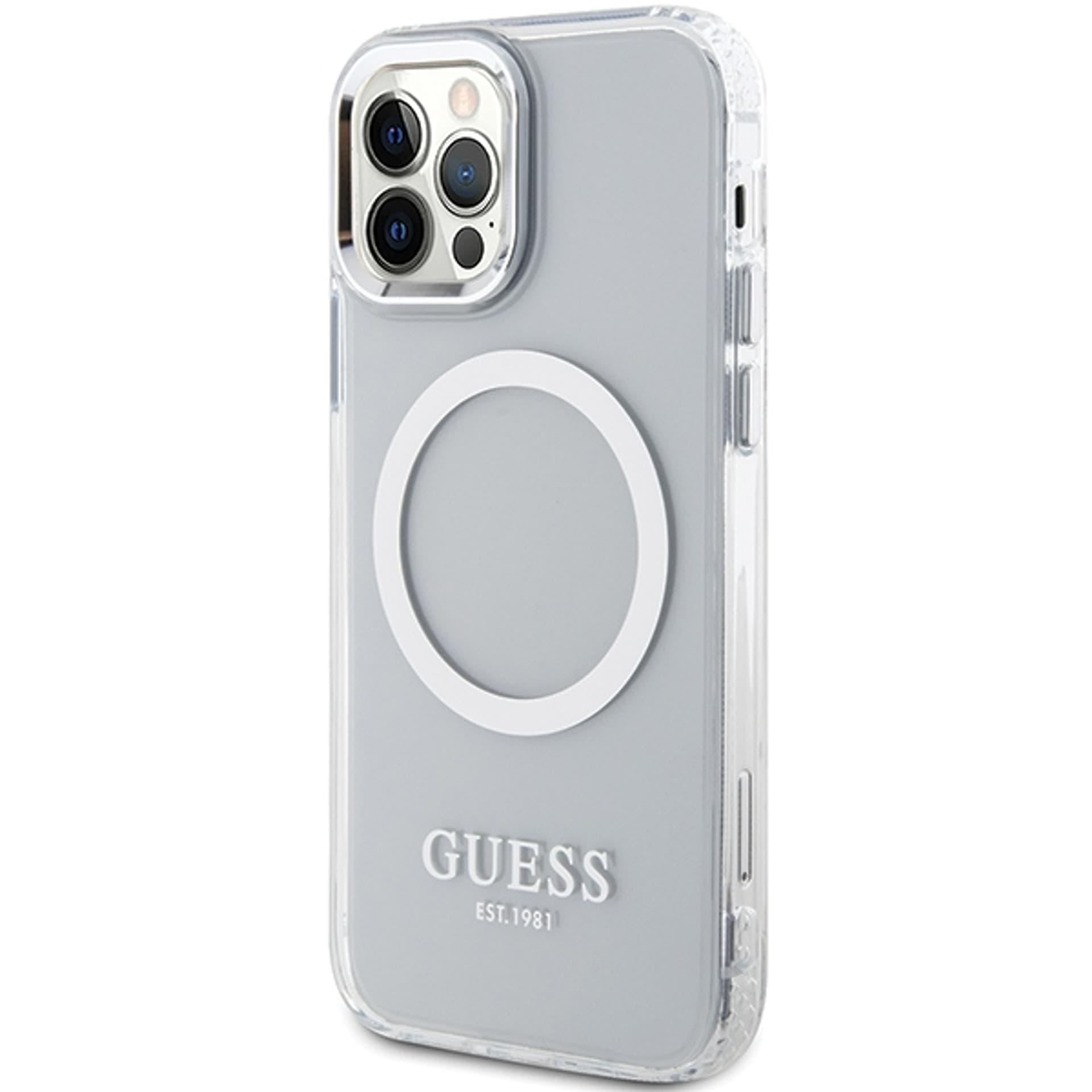 

Guess GUHMP12MHTRMS iPhone 12/12 Pro 6.1" srebrny/silver hard case Metal Outline Magsafe
