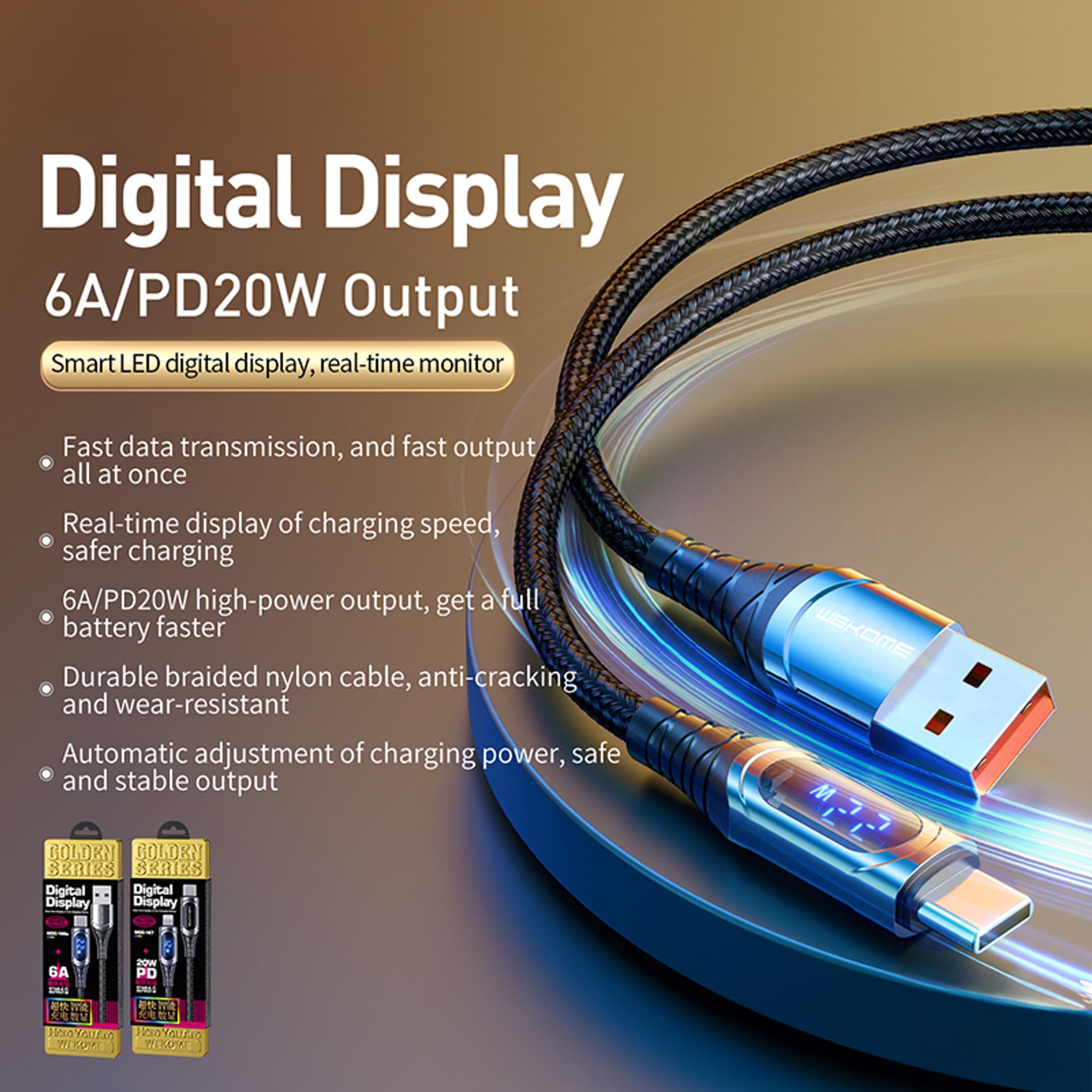 

WEKOME WDC-166 Sakin Series - Kabel połączeniowy USB-A do Lightning 6A Fast Charging 1 m (Tarnish)
