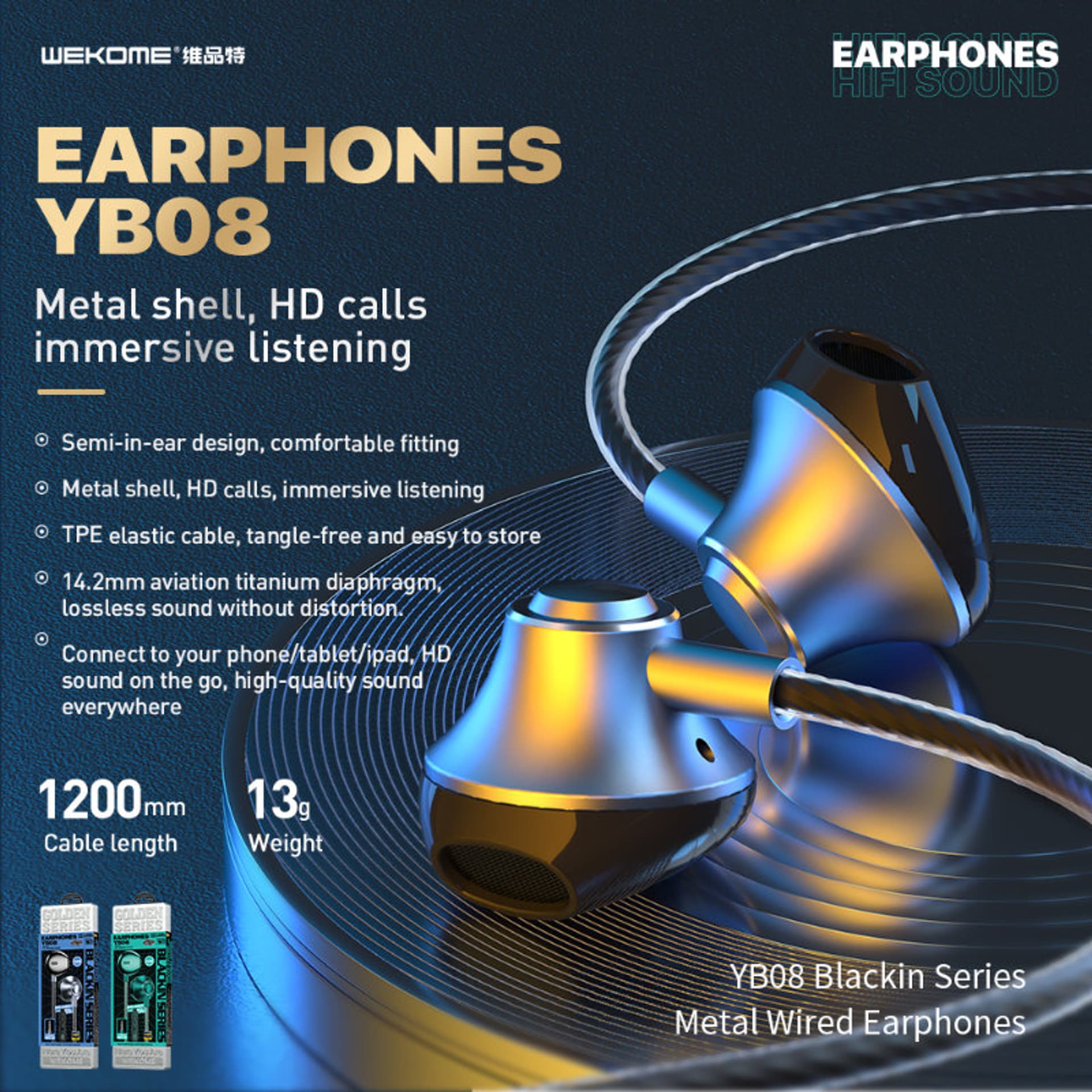 

WEKOME YB08 Blackin Series - Słuchawki przewodowe HiFi jack 3,5 mm (Zielony)